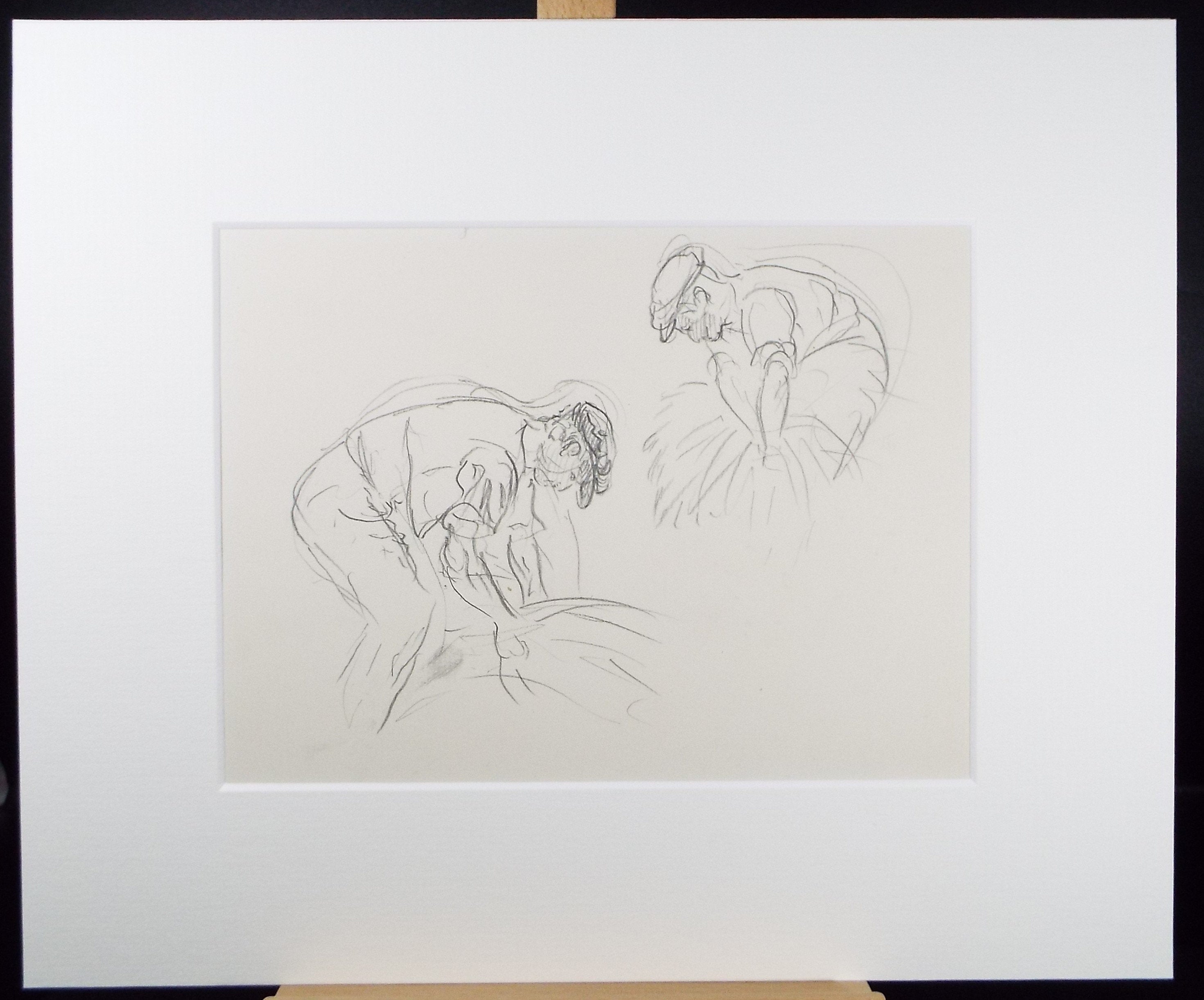 Original Pencil Sketch,'Study of Farm Workers', Helen Collins (1921-1990), circa 1938/9