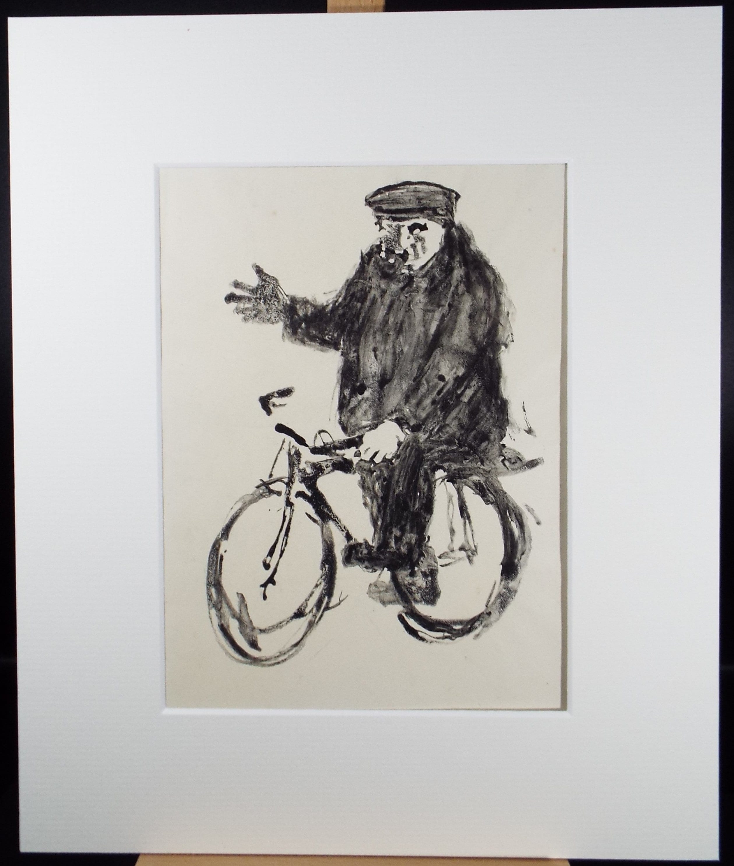 Original Ink & wash, 'Man on a Bicycle', Leslie Duxbury ARCA (1921-2001), Circa 1950's