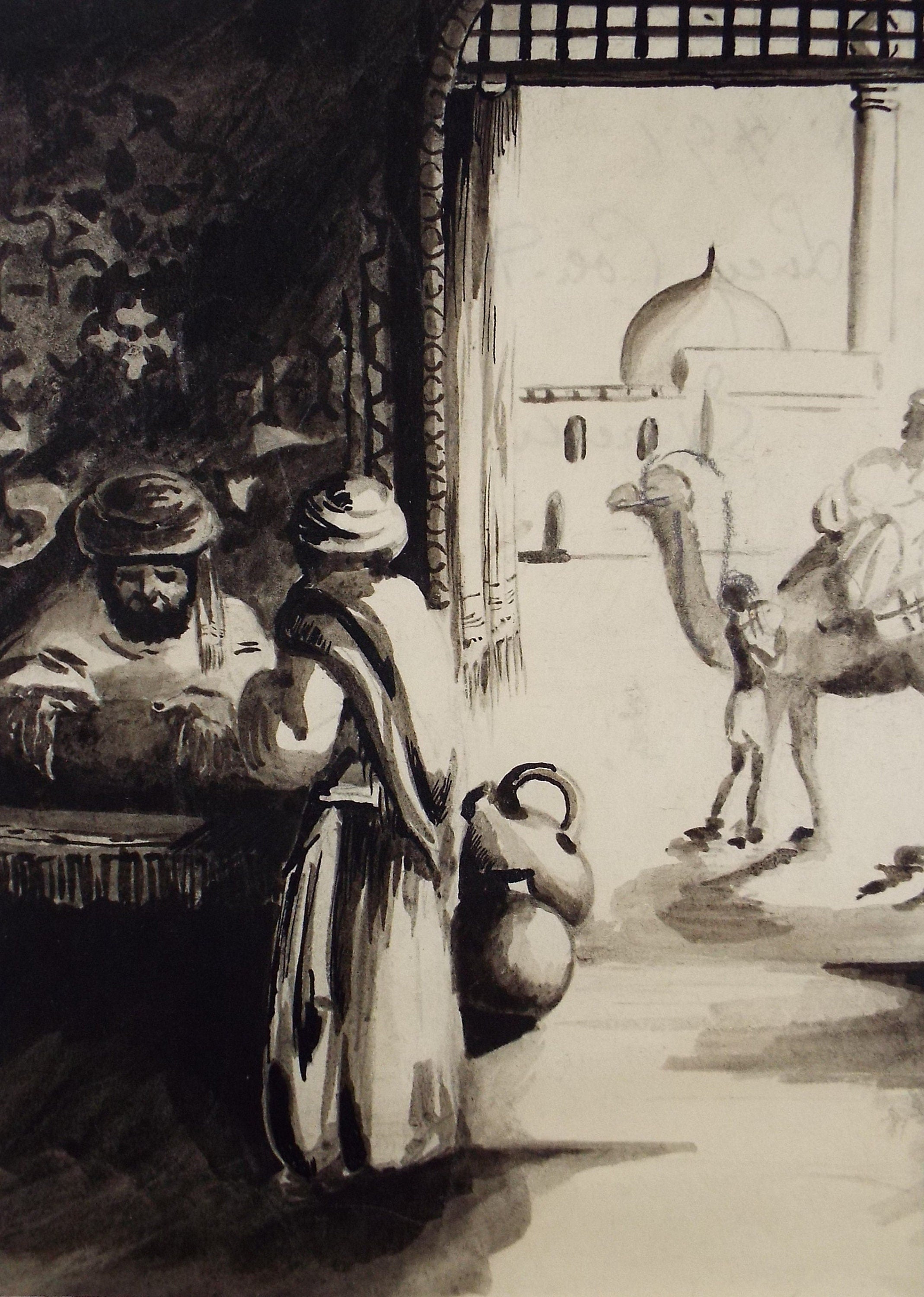 Original Watercolour on Paper, 'At the Bazaar', Lucie Cole-Hamilton (20th Century, British), circa 1915