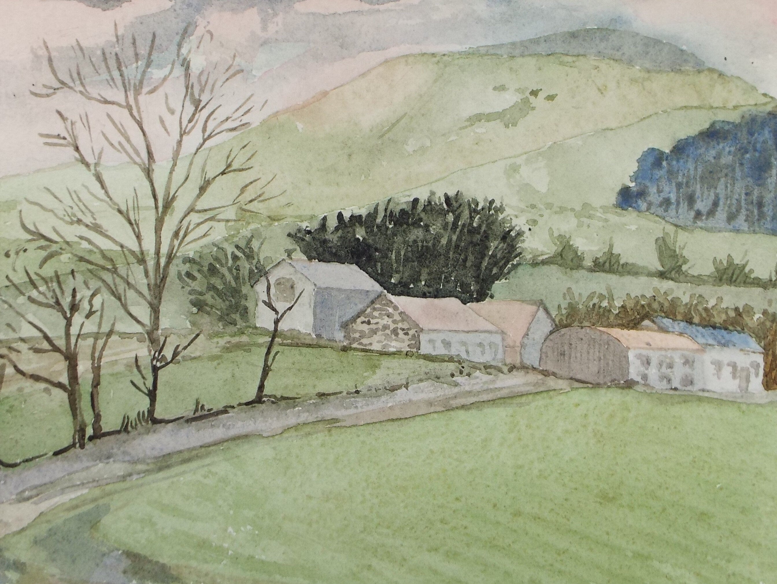 Original Watercolour on Paper, 'A Farmstead ', Leslie Duxbury ARCA (1921-2001), Circa 1950's