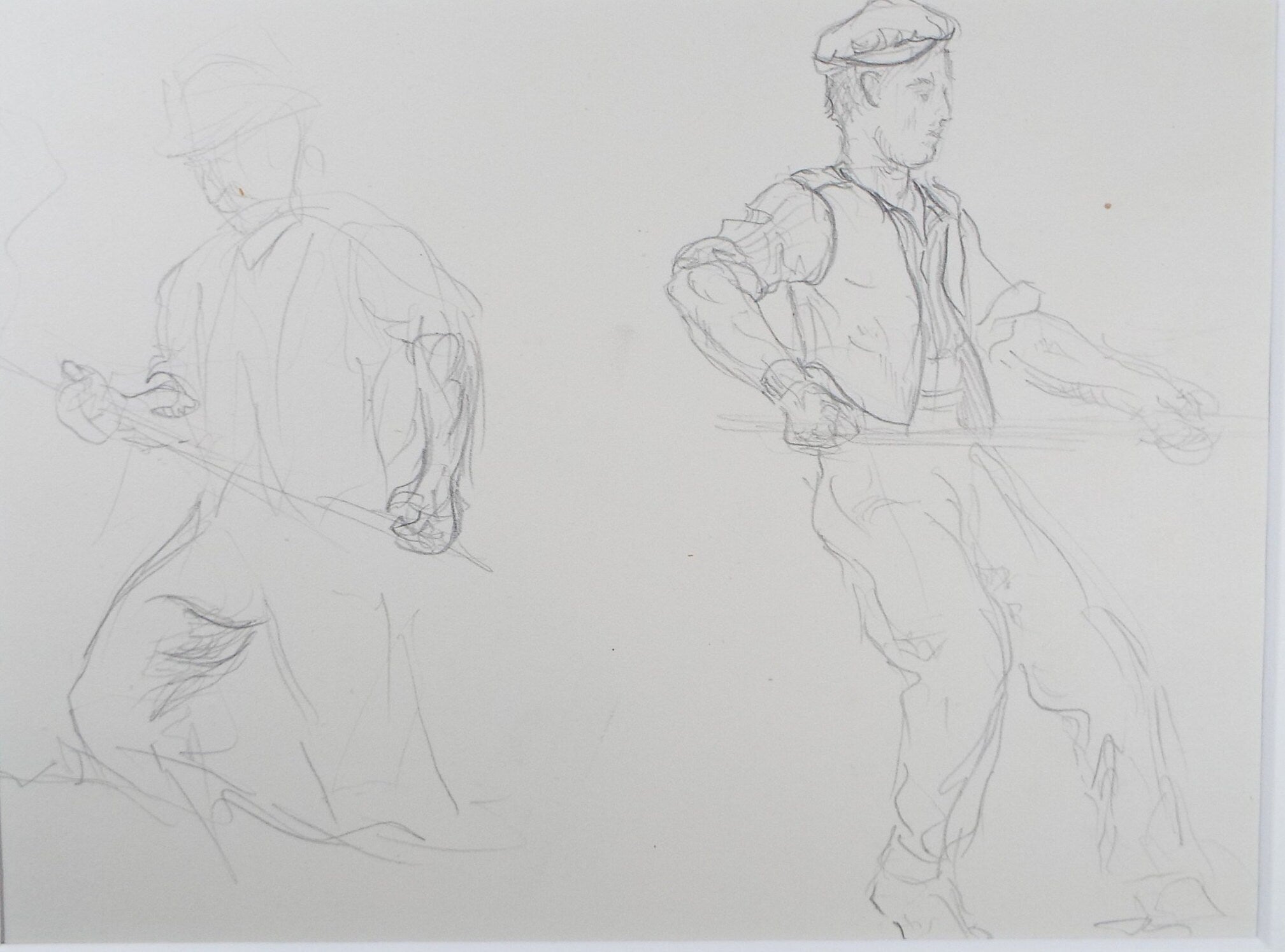 Original Pencil Sketch,'Farm workers', Helen Collins (1921-1990), circa 1938/9