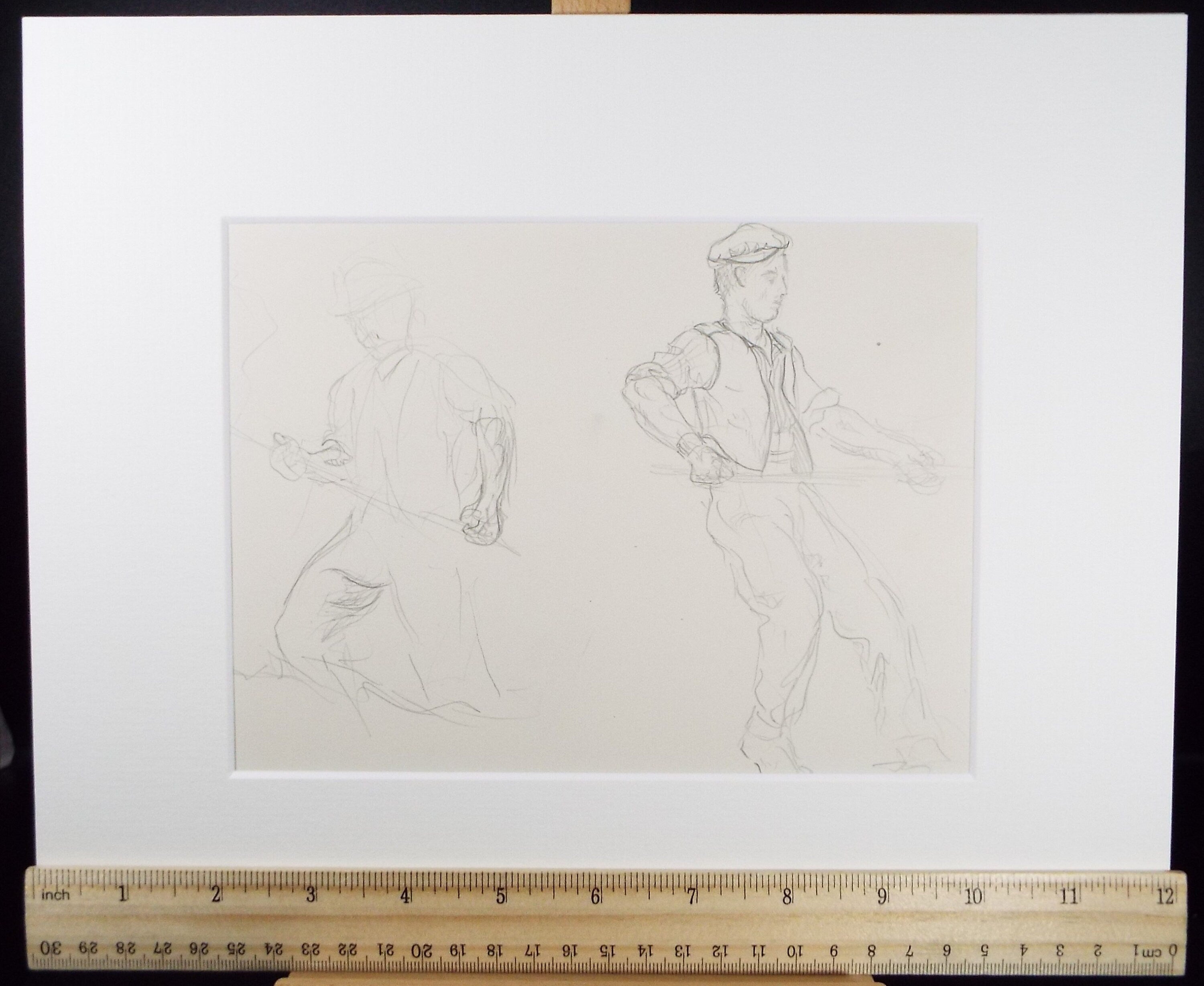 Original Pencil Sketch,'Farm workers', Helen Collins (1921-1990), circa 1938/9
