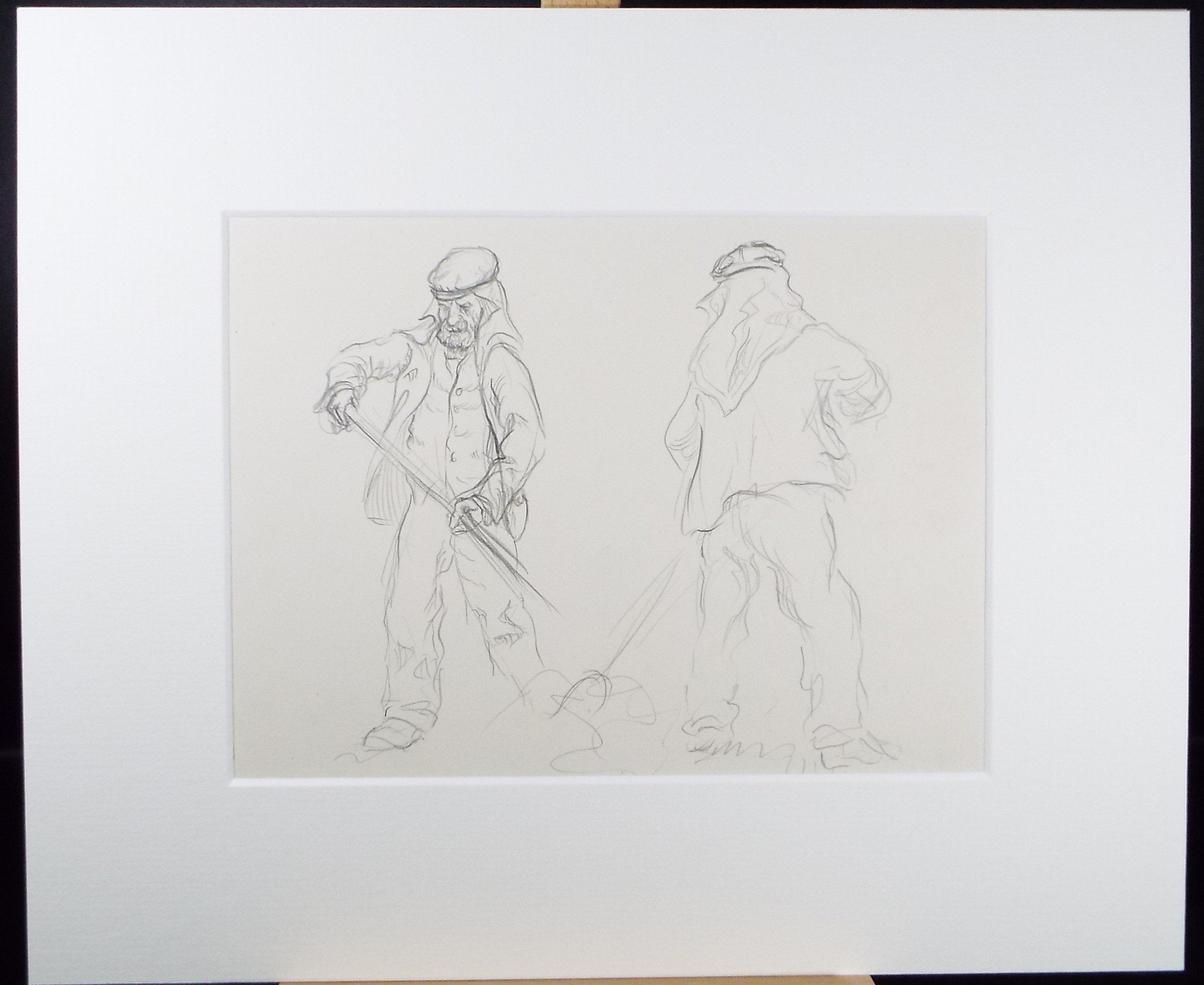Original Pencil Sketch,'Study of Farm Workers', Helen Collins (1921-1990), circa 1938/9