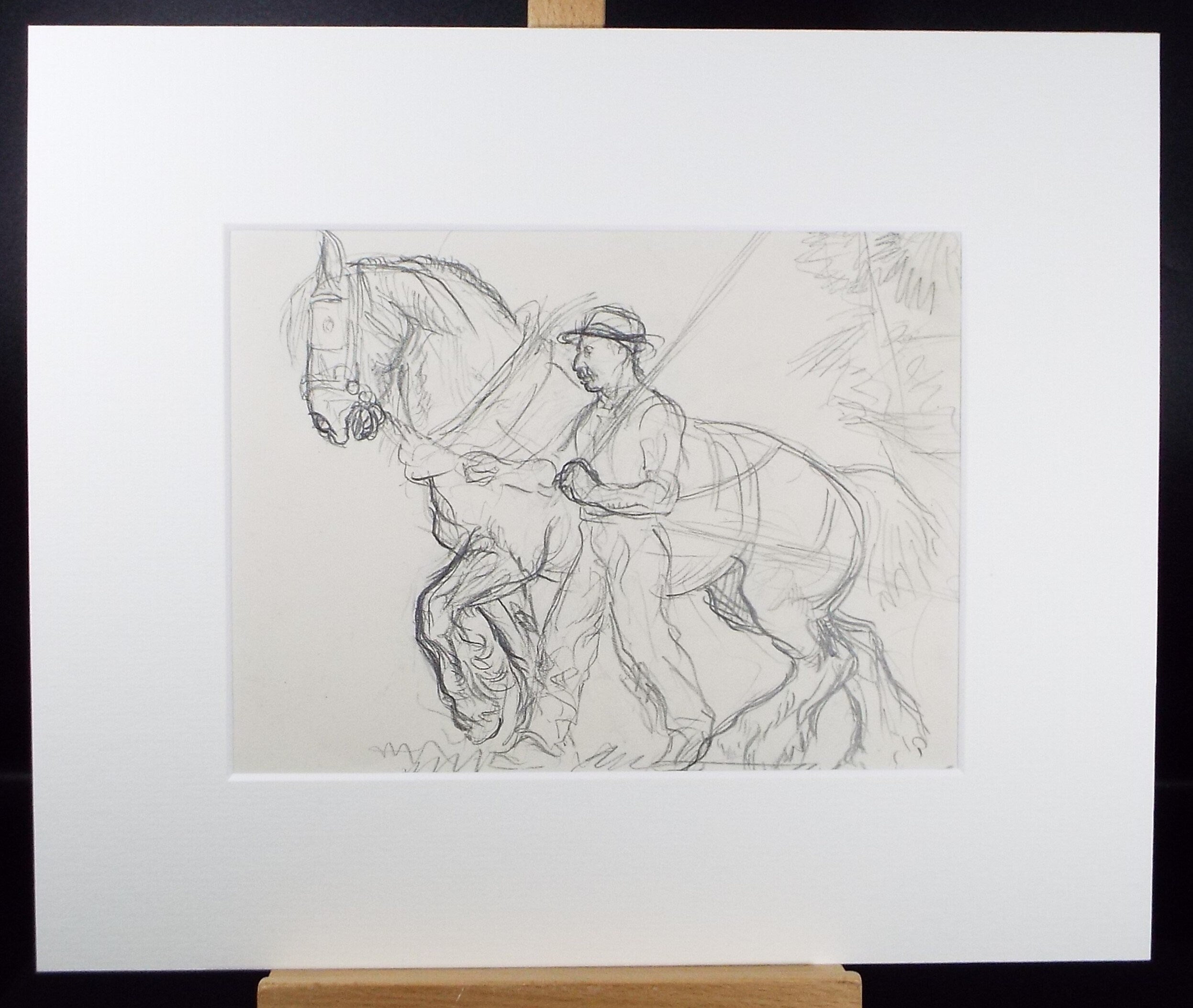 Original Pencil Sketch,'Study of a Heavy horse', Helen Collins (1921-1990), circa 1938/9