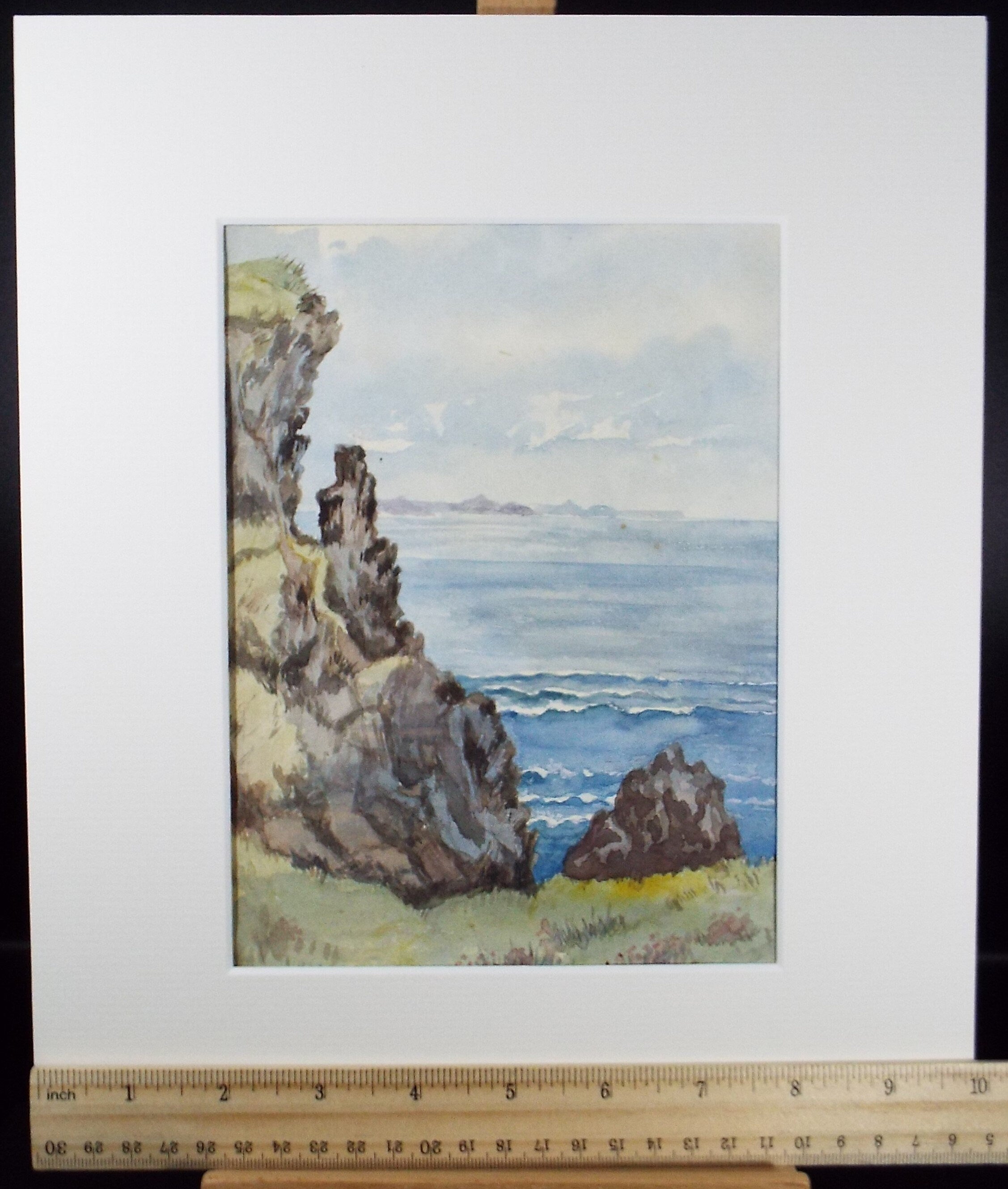 Original Watercolour on 'Coastal Cliffs', Circa 1890, Artist Unknown
