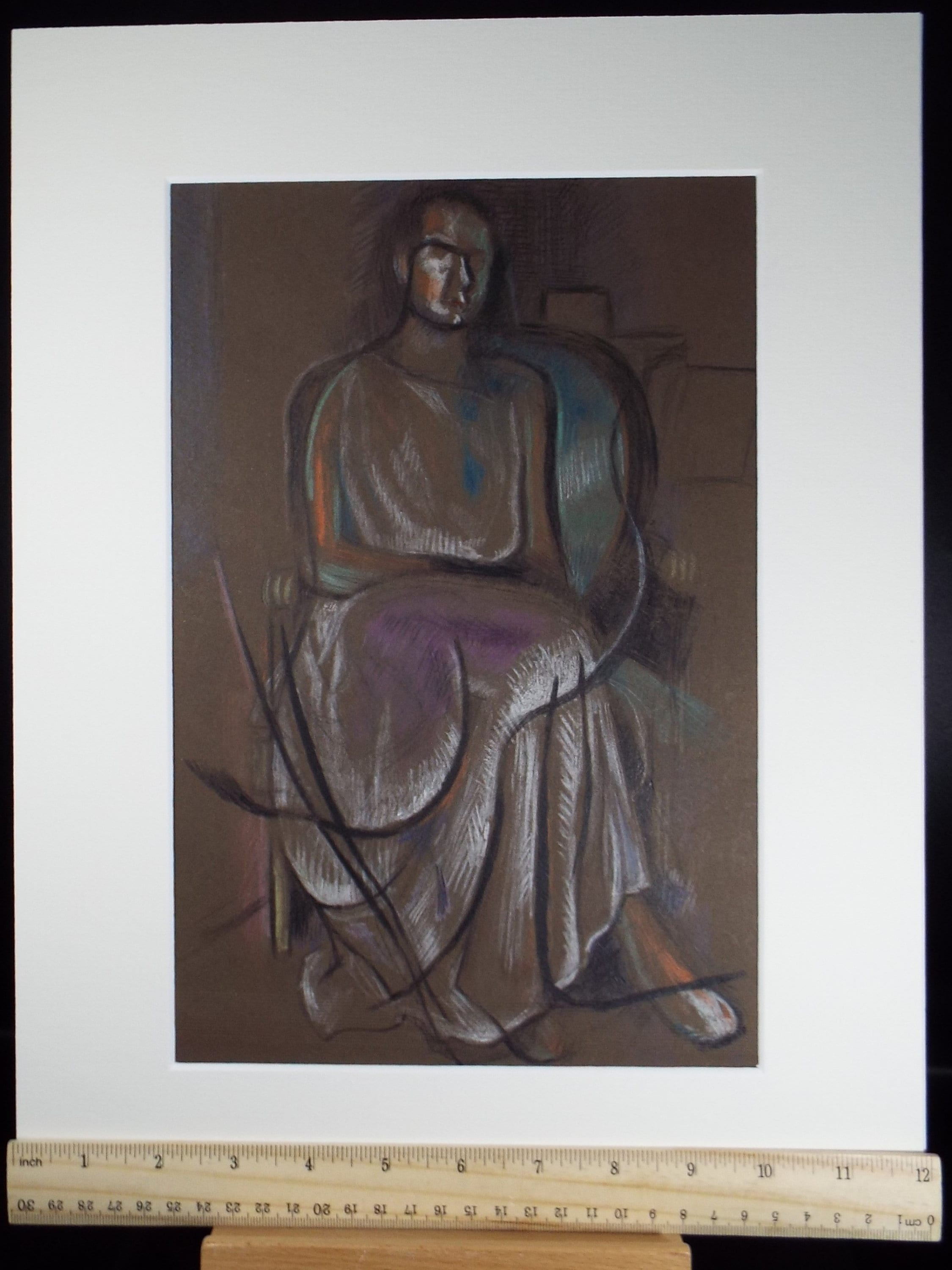 Original Pastel drawing, 'Robed Figure', James Wood (1889-1975), Circa 1950's