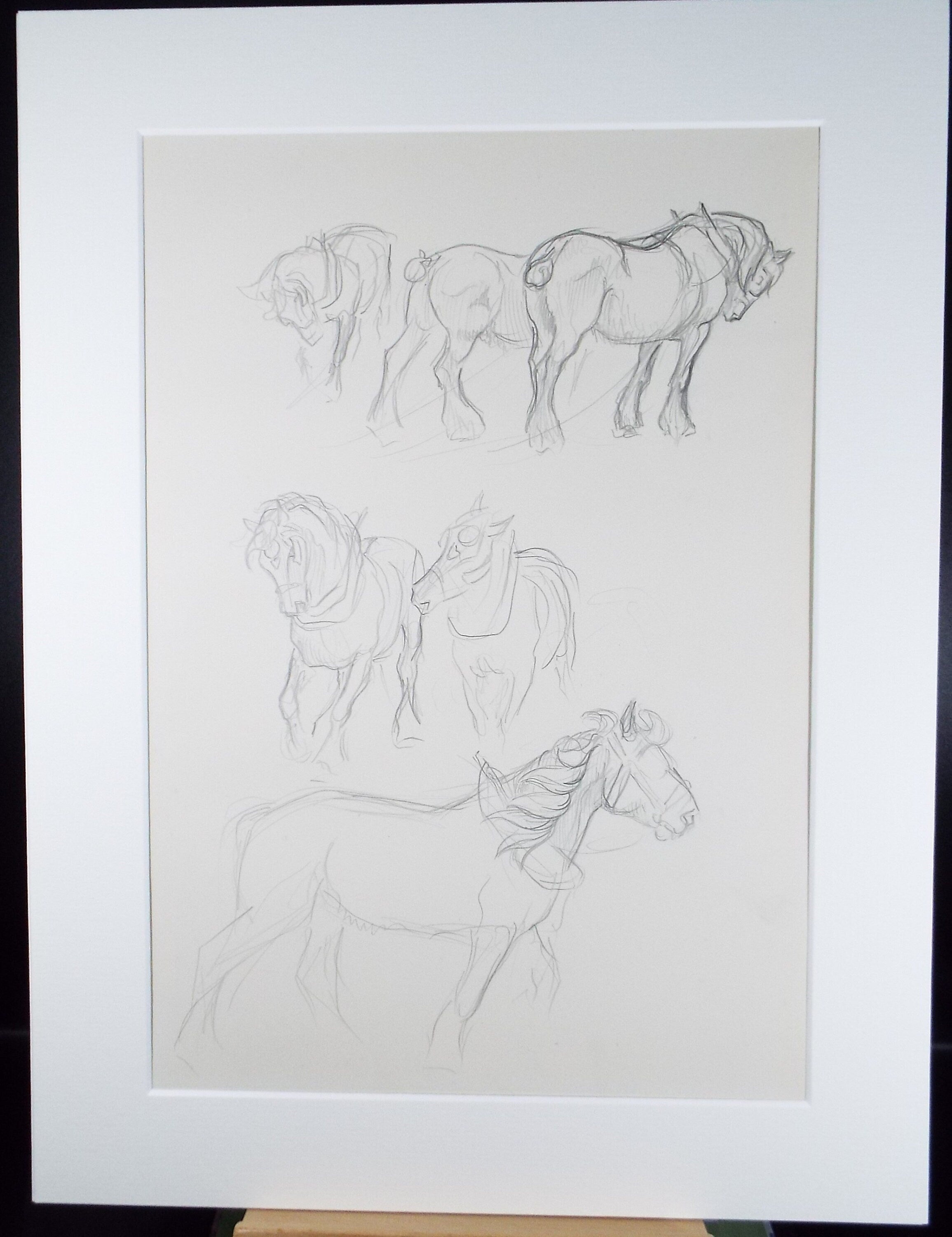 Original Pencil Sketch,'Study Heavy Horses', Helen Collins (1921-1990), circa 1938/9