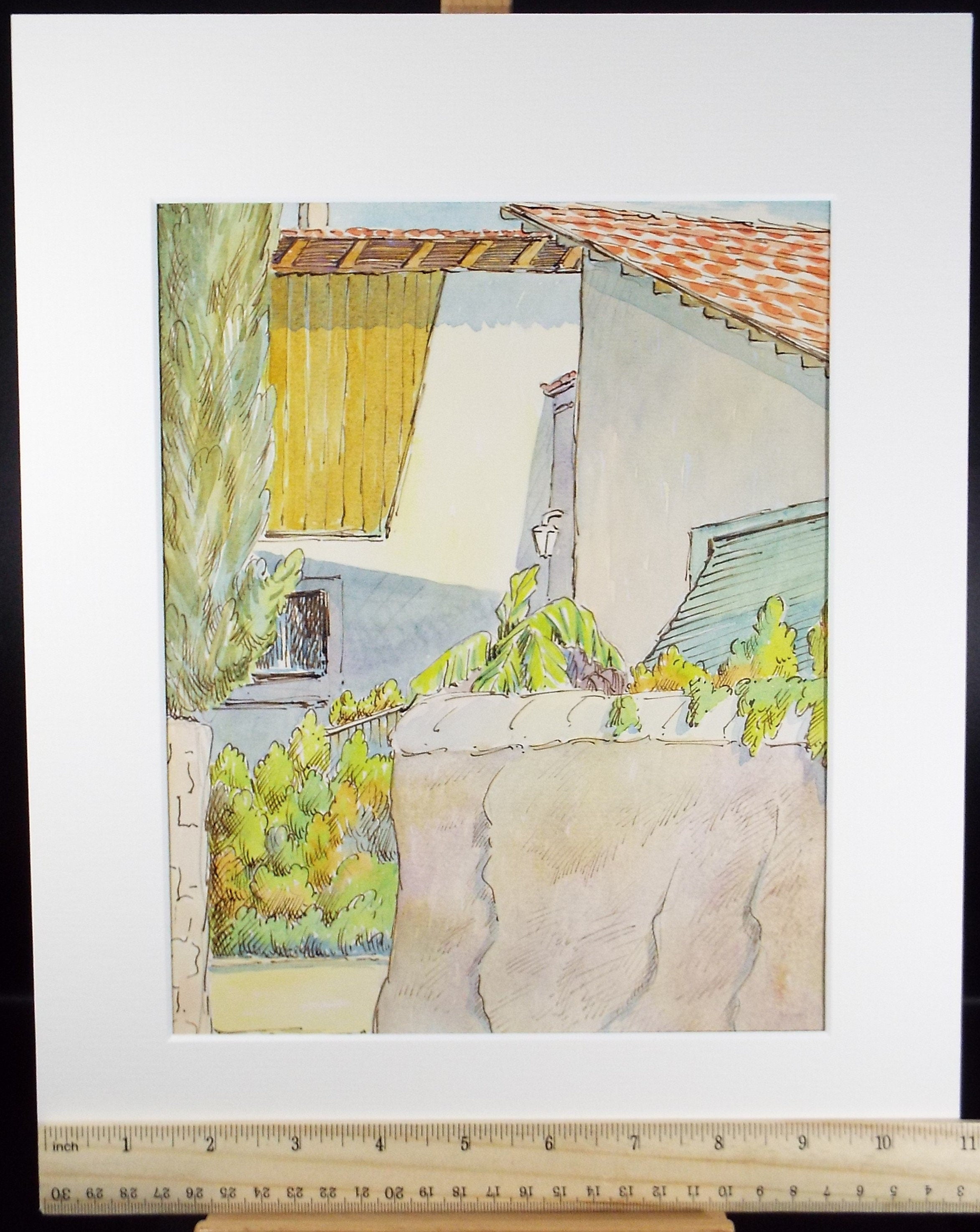 Original Watercolour & ink, 'Menaggio, Italy', Cicely Glyn de Beers (1891-1973), Dated 1957