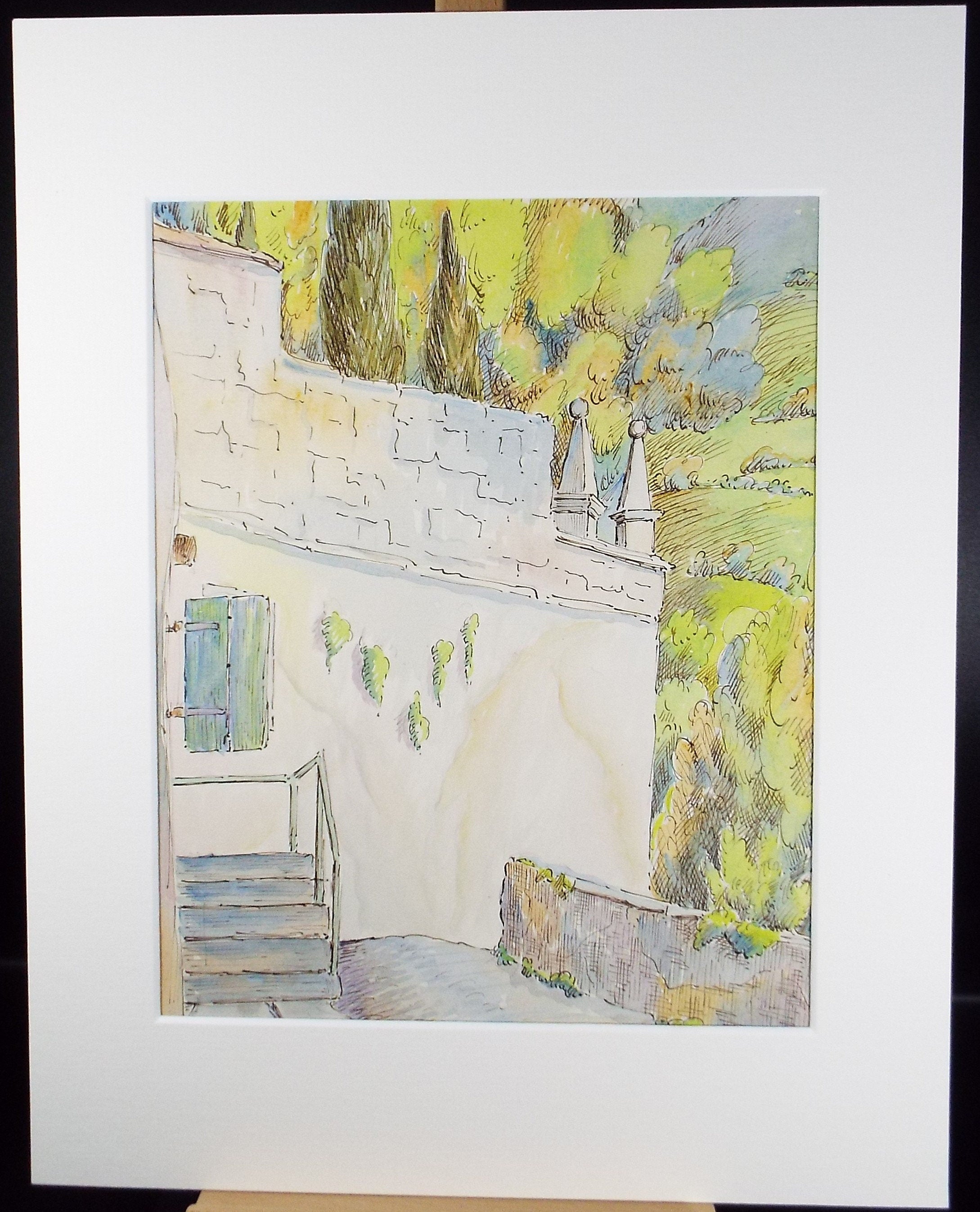 Original Watercolour & ink, 'Menaggio, Italy', Cicely Glyn de Beers (1891-1973), Dated 1957