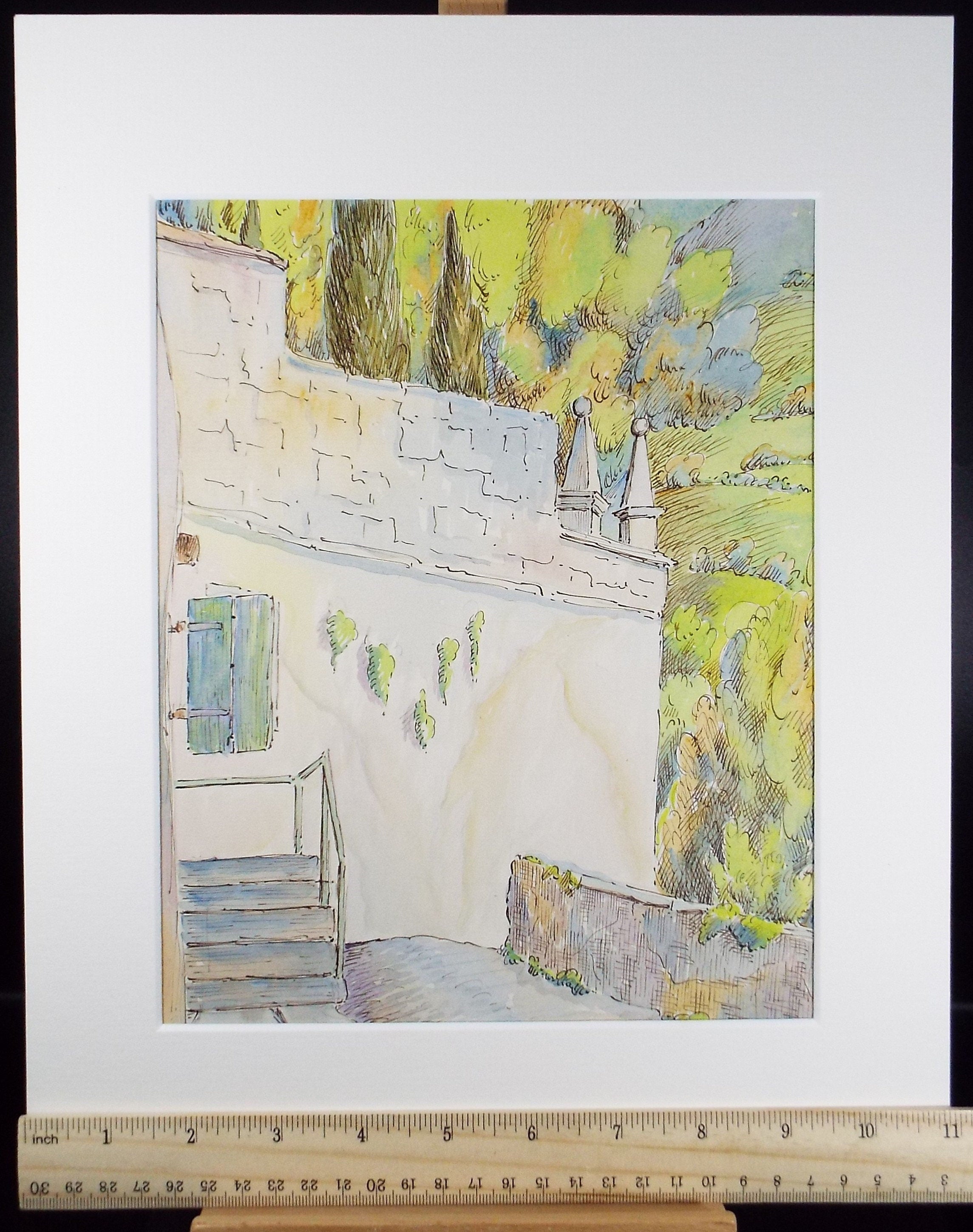 Original Watercolour & ink, 'Menaggio, Italy', Cicely Glyn de Beers (1891-1973), Dated 1957