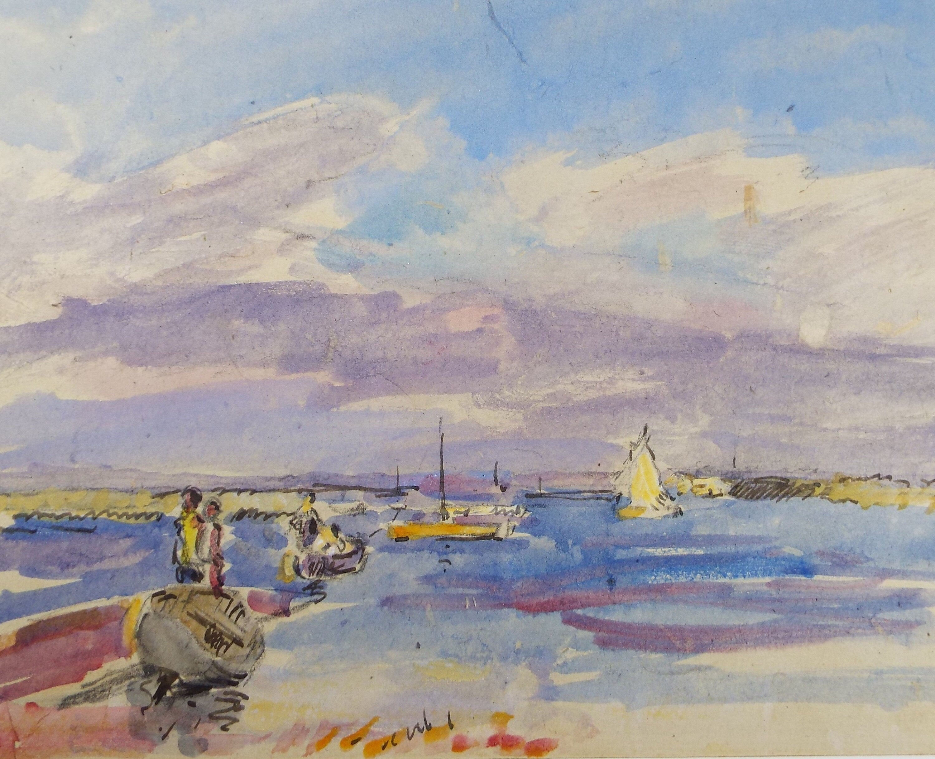 Original Watercolour, 'Sailing Dinghys with figures', Circa 1920, Robert G.D. Alexander (1875-1945)