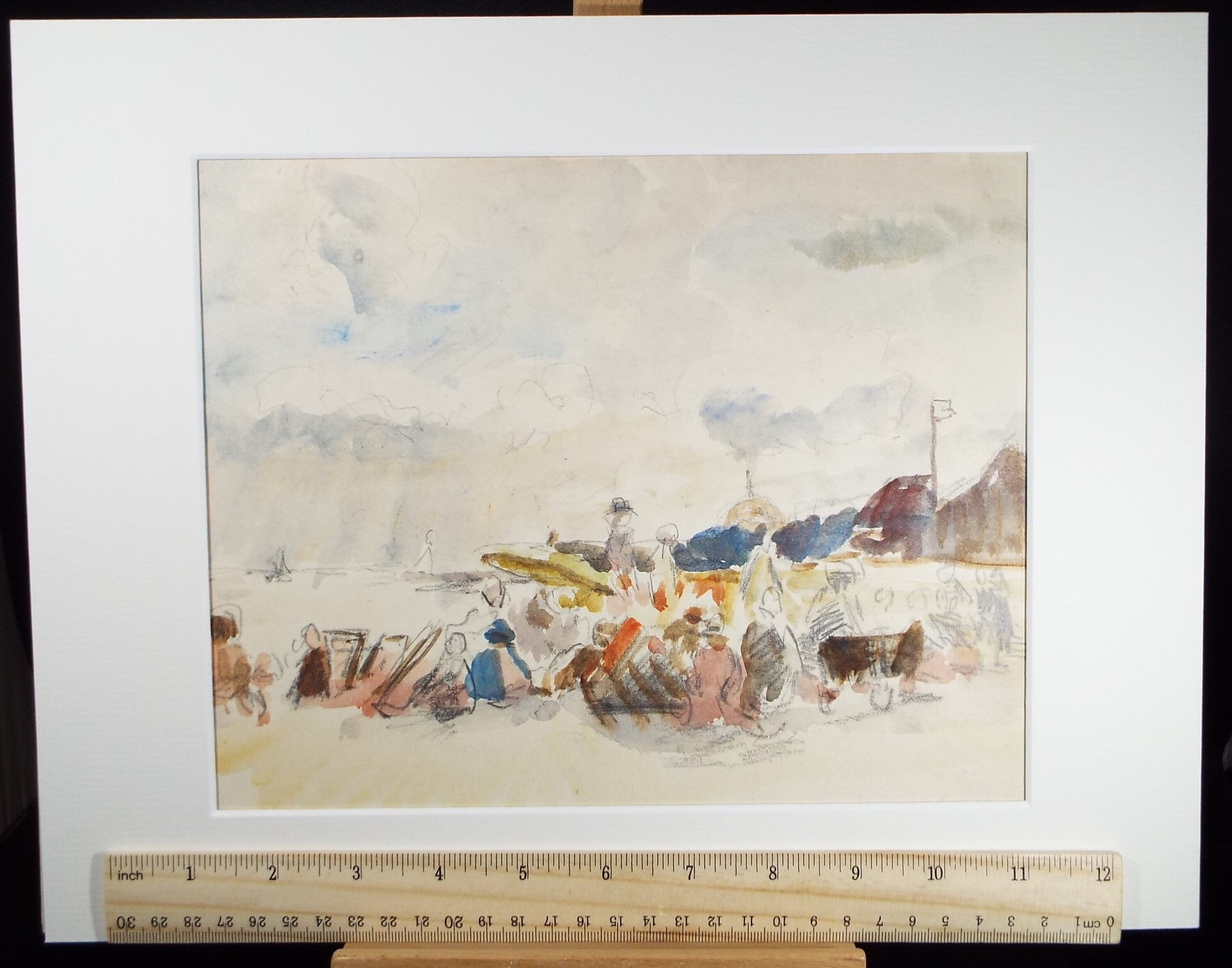 Original Watercolour & Pencil , 'Figures on the Beach', Circa 1920, Robert G.D. Alexander (1875-1945)