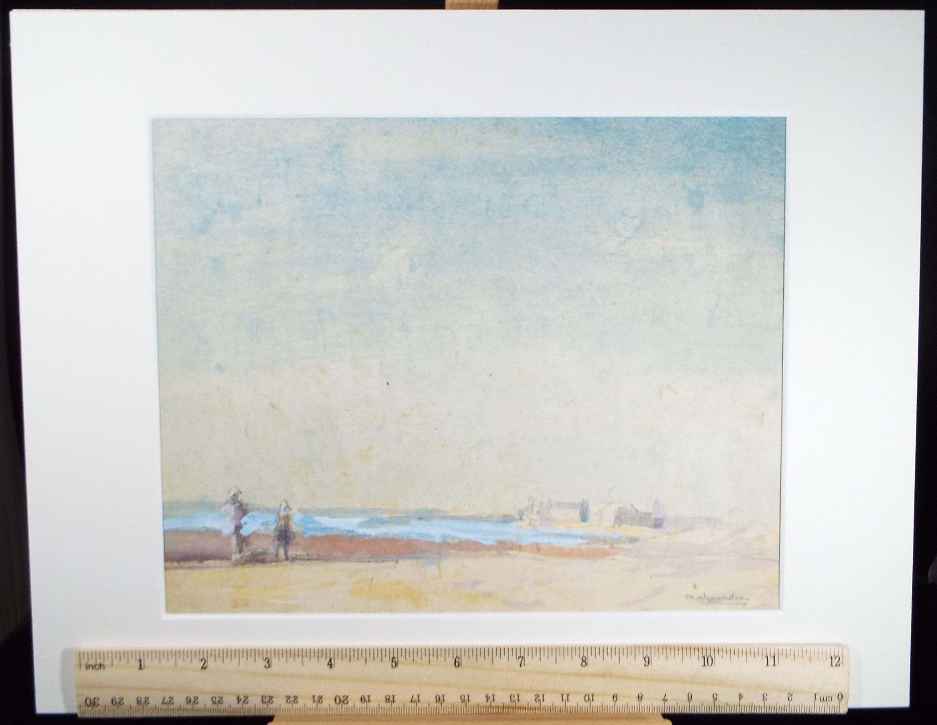 Original Watercolour, 'Figures walking on the Beach', Circa 1920, Robert G.D. Alexander (1875-1945)