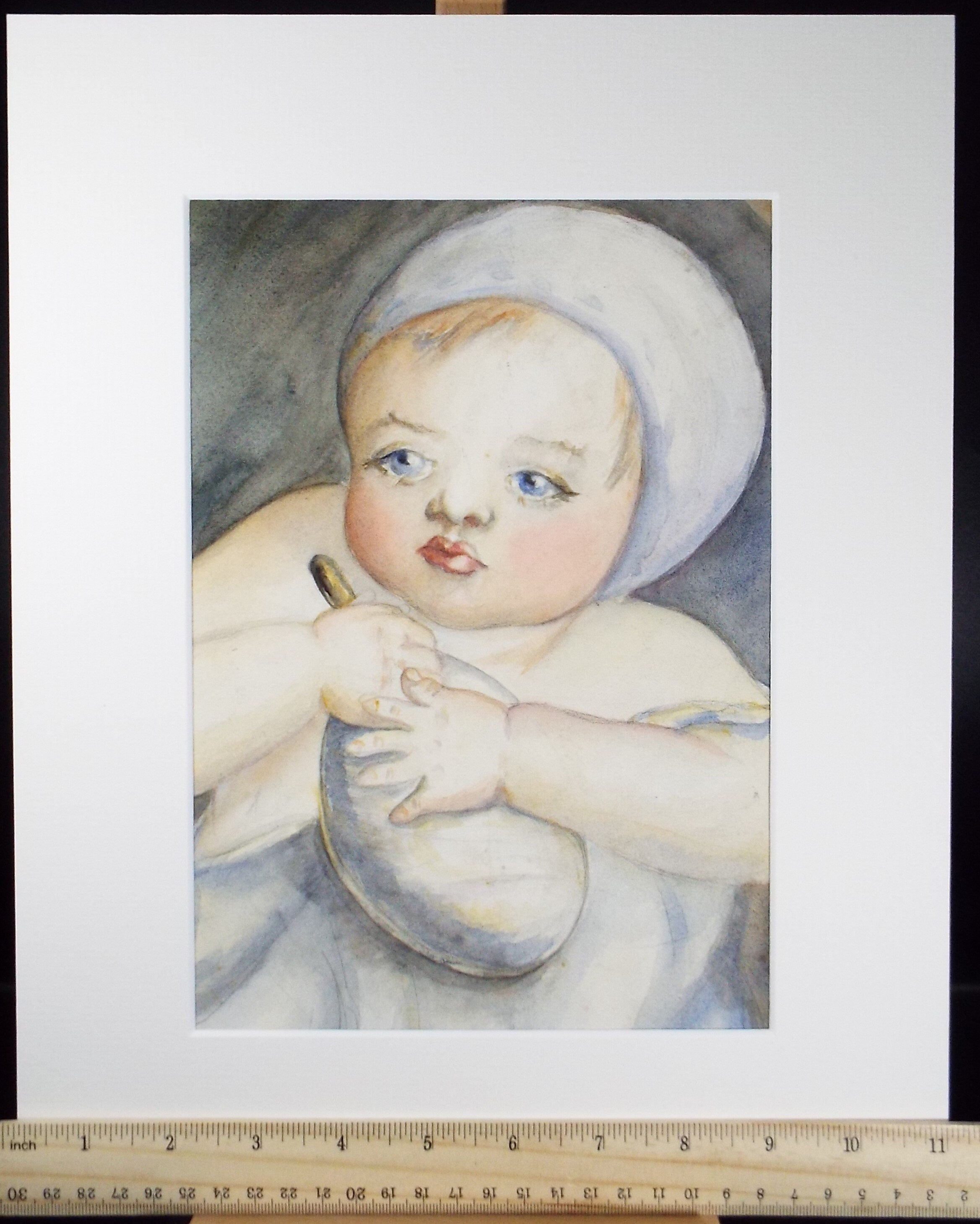 Original Watercolour on Paper, 'Portrait of a Baby', Lucie Cole-Hamilton (20th Century, British), circa 1915