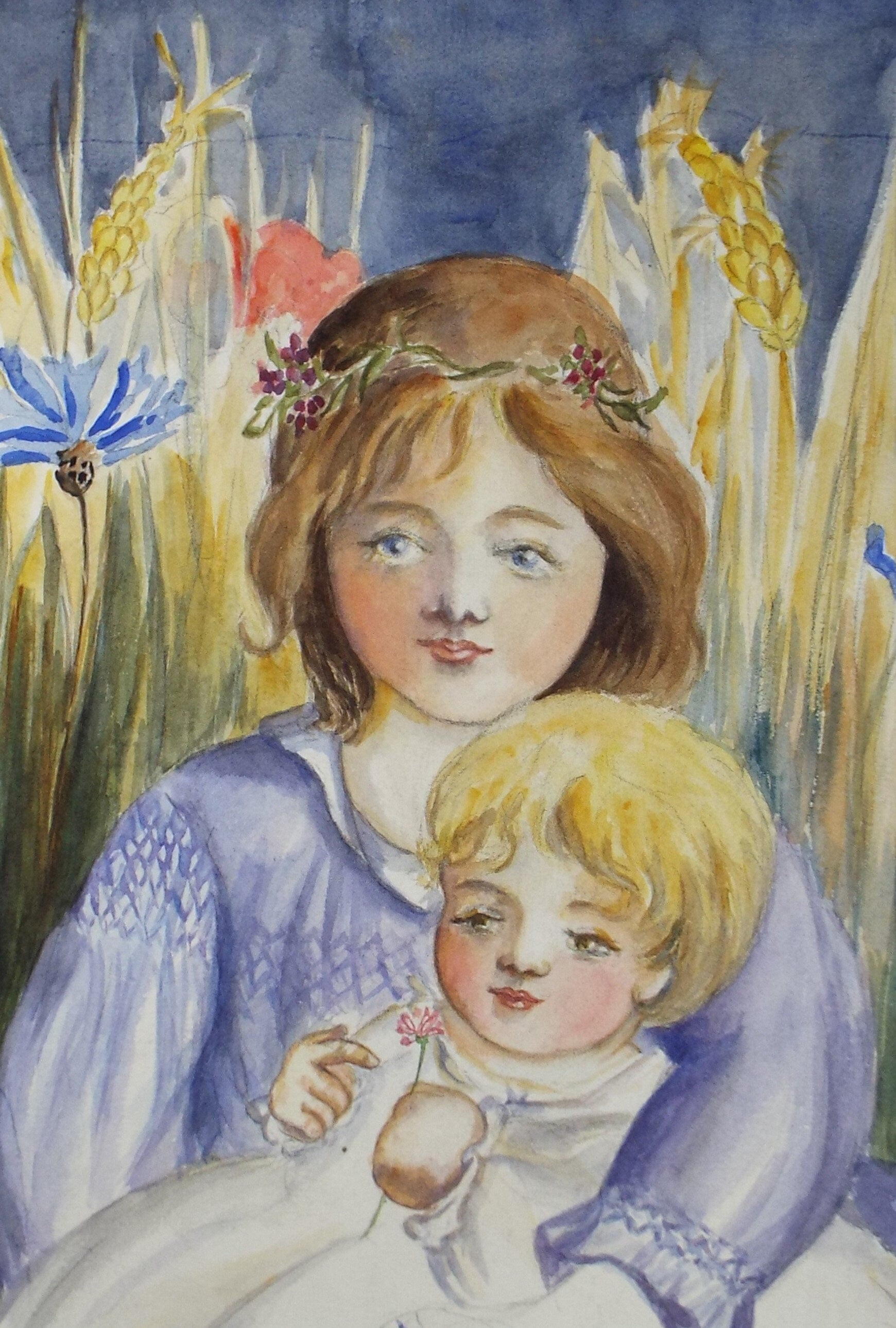 Original Watercolour on Paper, 'Portrait of Children', Lucie Cole-Hamilton (20th Century, British), circa 1915