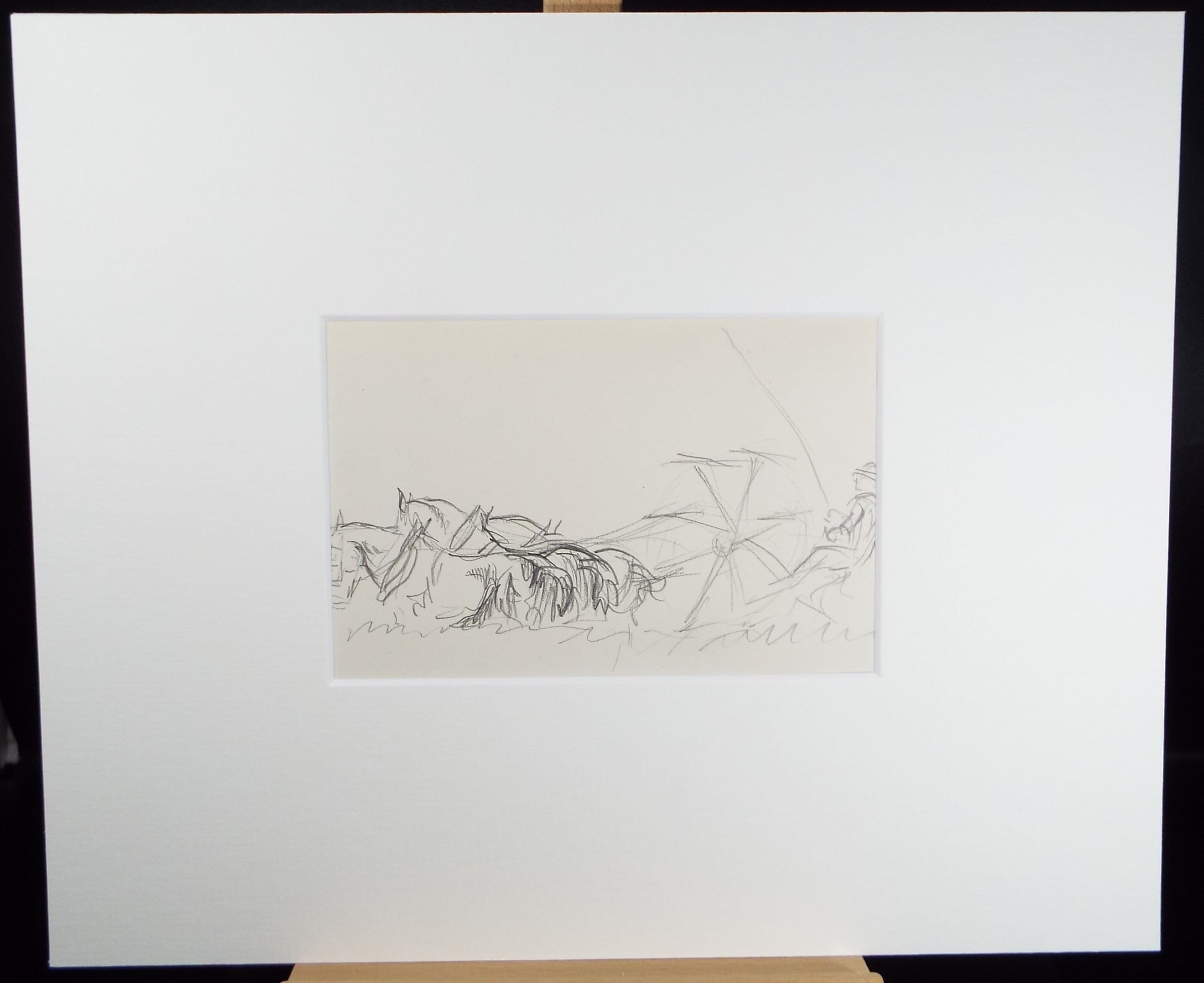Original Pencil Sketch,'Harvesting with Heavy Horses', Helen Collins (1921-1990), circa 1938/9
