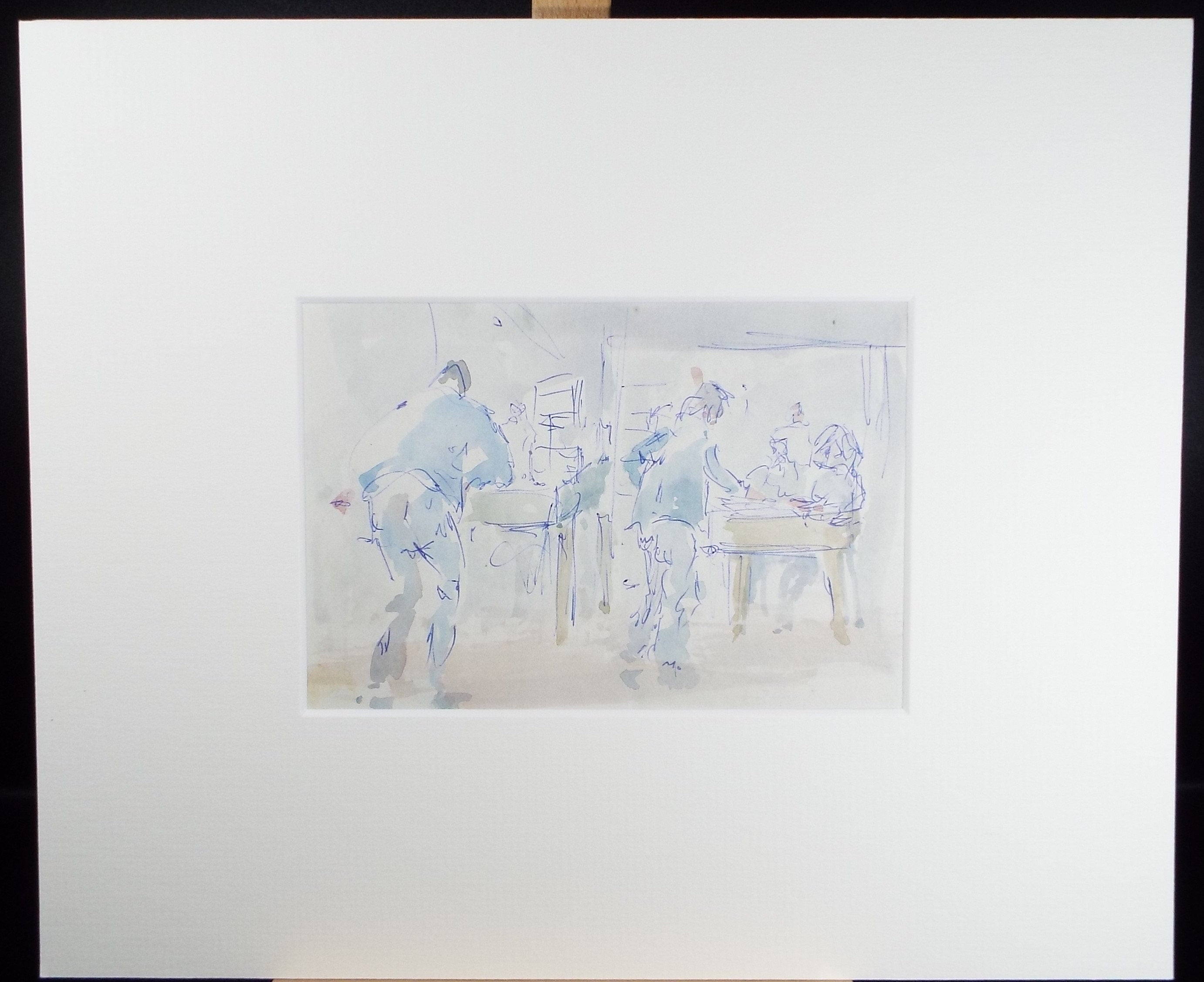 Original Watercolour & ink drawing, 'Hospital Figures', Hugh McKenzie (1909-2005), Mid 20th Century