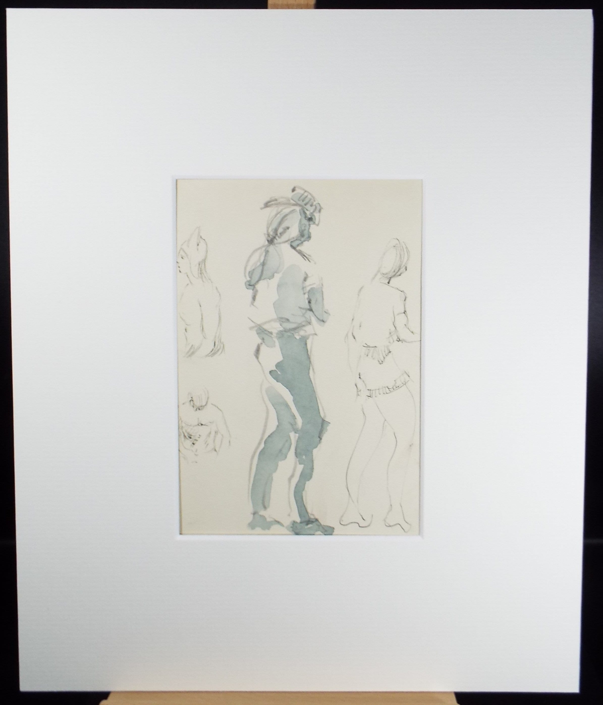 Original Watercolour & Pencil drawing, 'Figure Studies', Hugh McKenzie (1909-2005), Mid 20th Century