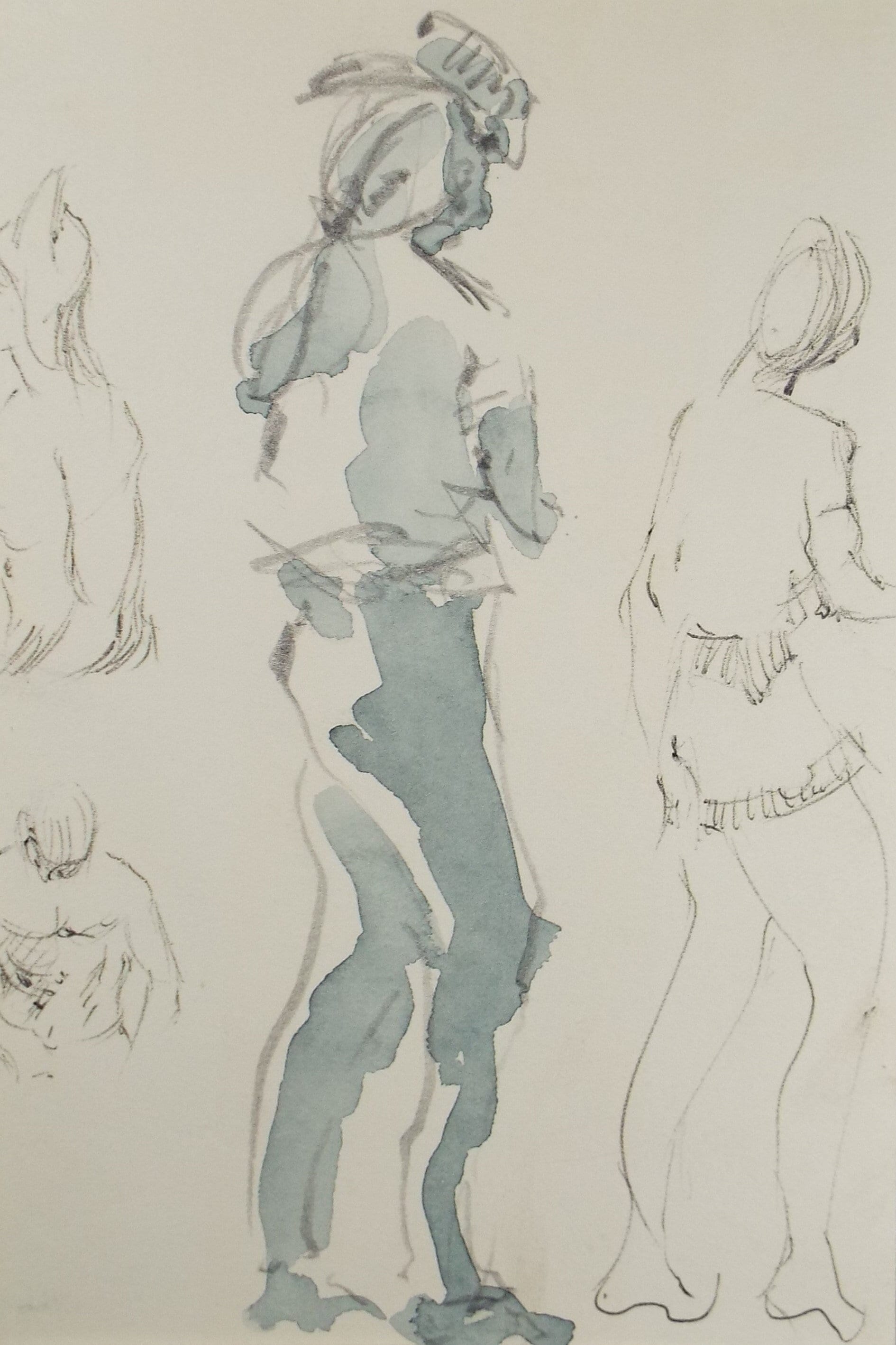 Original Watercolour & Pencil drawing, 'Figure Studies', Hugh McKenzie (1909-2005), Mid 20th Century