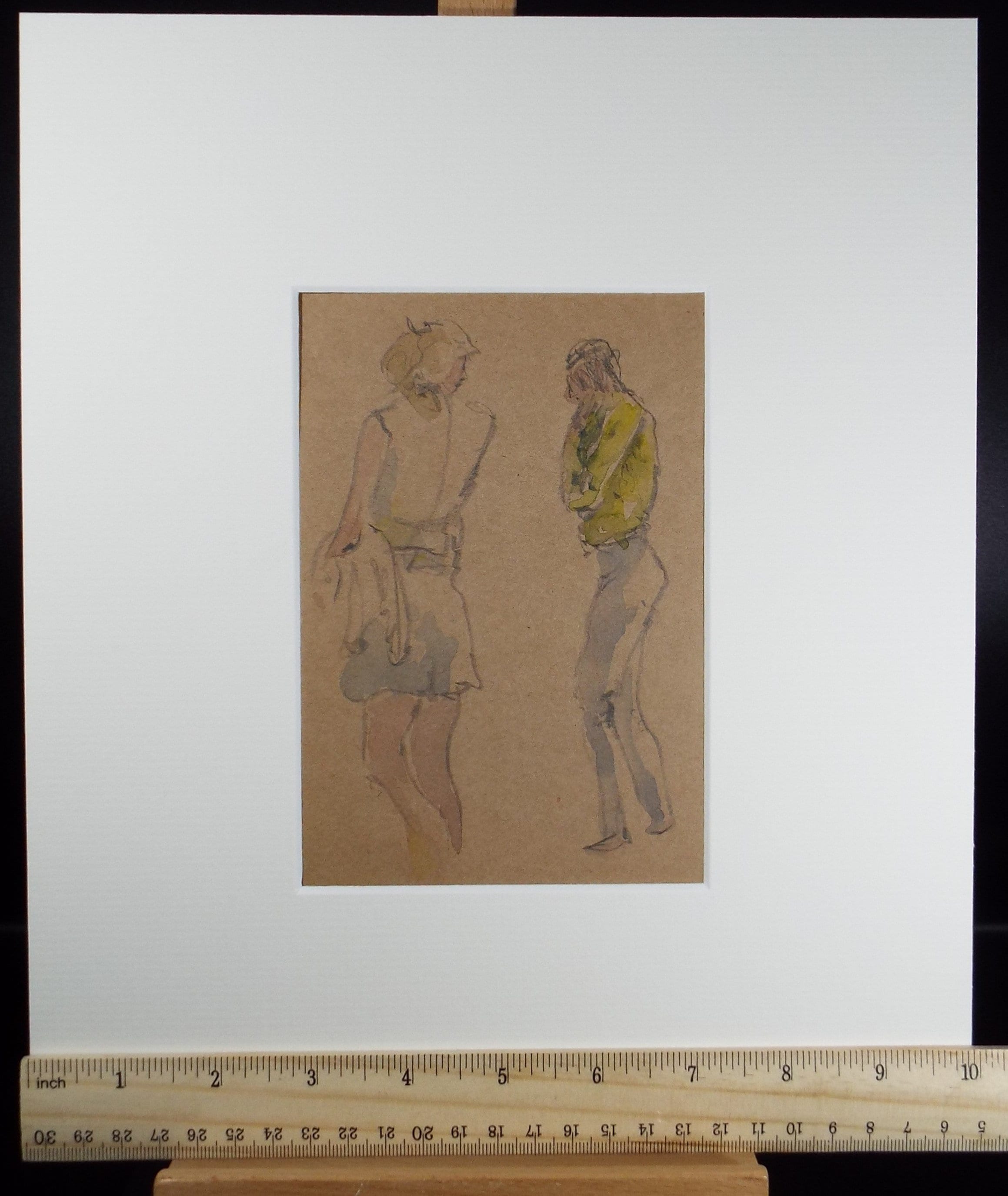 Original Watercolour & Pencil drawing, 'Figure Studies', Hugh McKenzie (1909-2005), Mid 20th Century