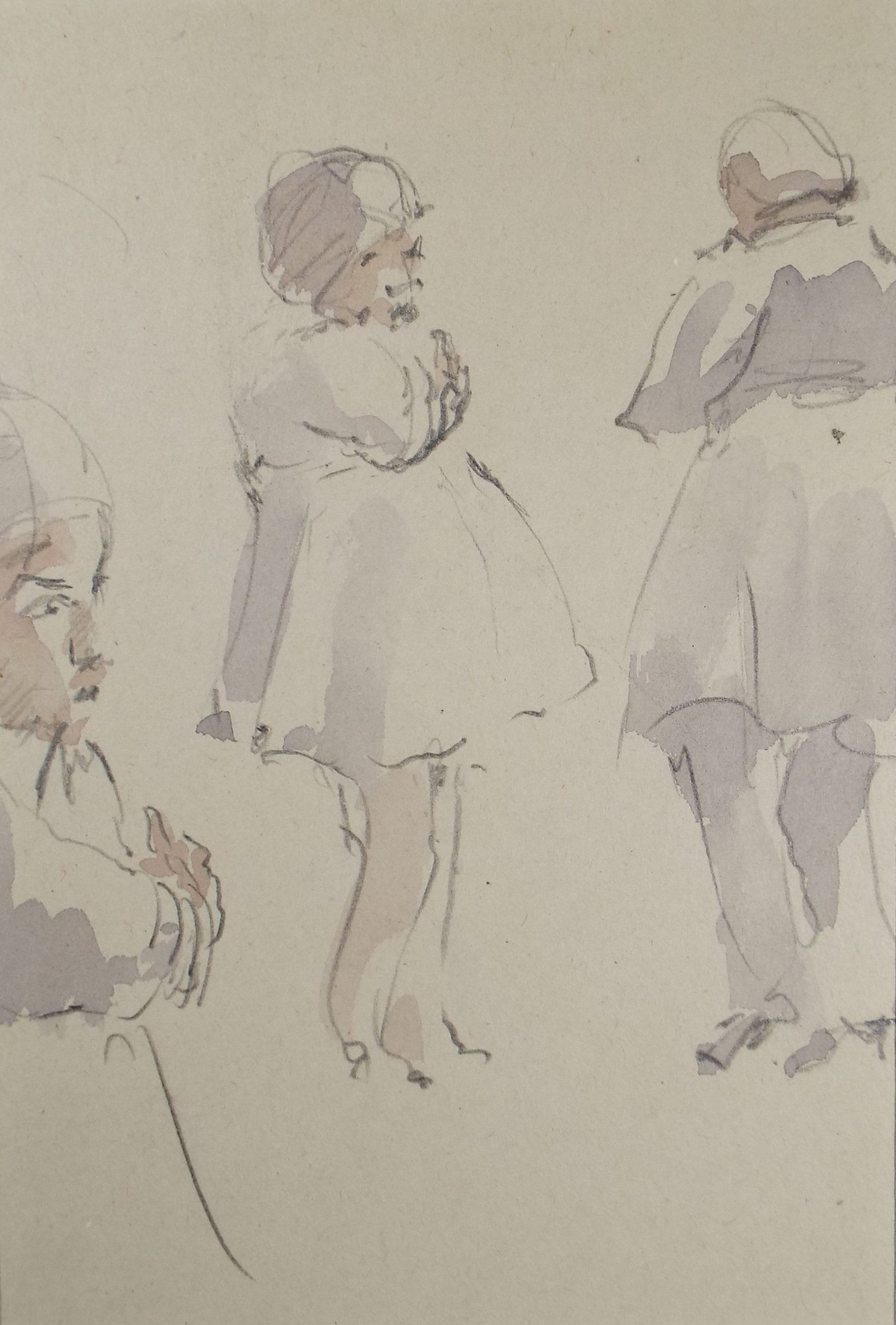 Original Watercolour & Pencil drawing, 'Figure Studies', Hugh McKenzie (1909-2005), Mid 20th Century