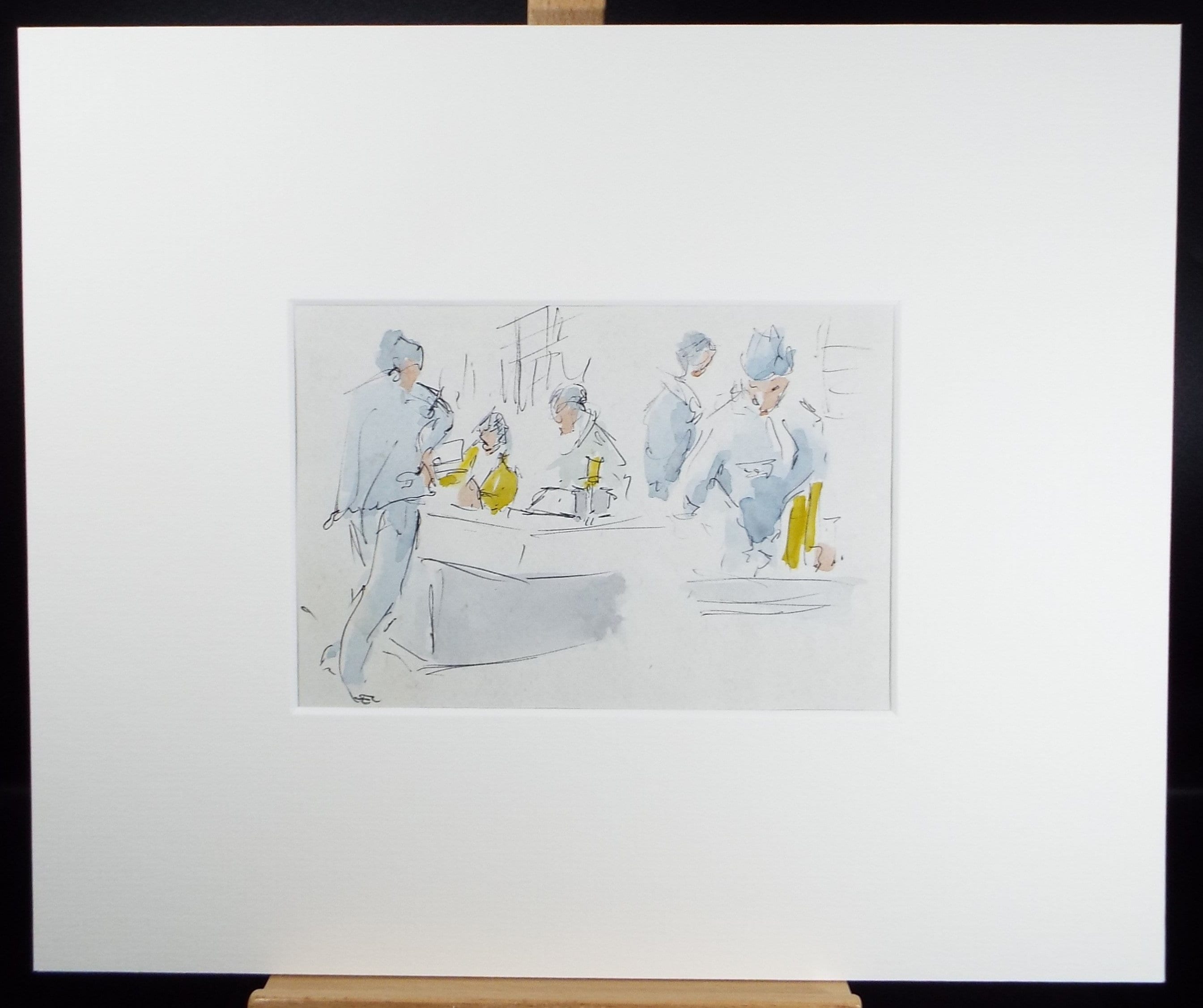Original Watercolour & ink drawing, 'Hospital Figures', Hugh McKenzie (1909-2005), Mid 20th Century