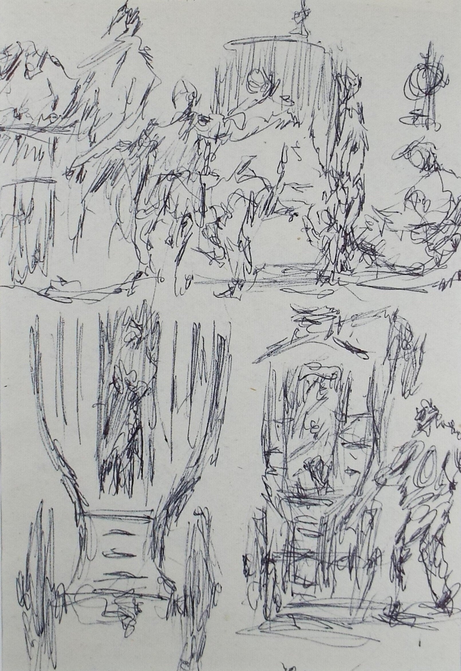 Original Pen & Ink drawing, 'Caravans', Hugh McKenzie (1909-2005), Mid 20th Century