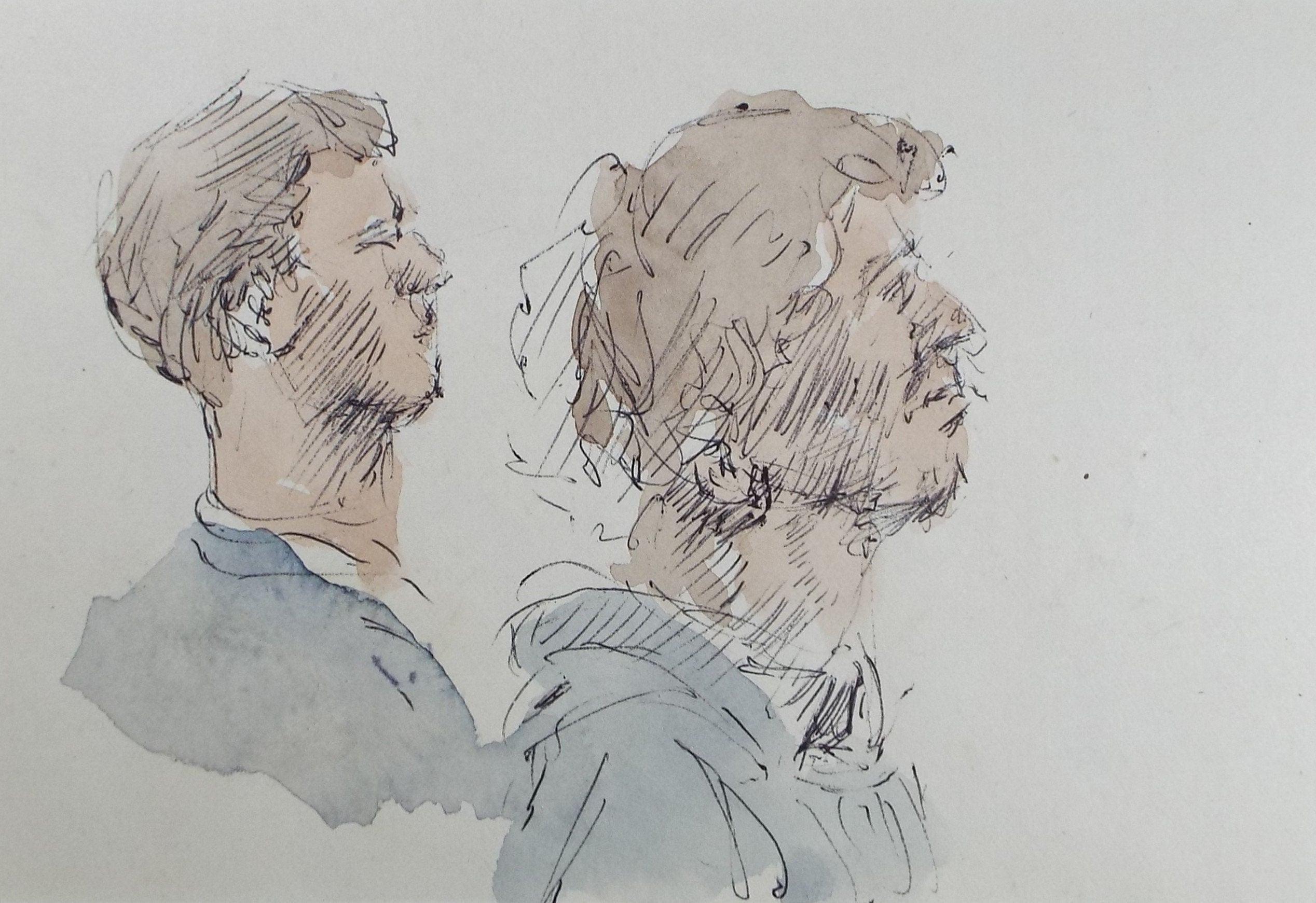 Original Watercolour drawing, 'Head Studies', Hugh McKenzie (1909-2005), Mid 20th Century