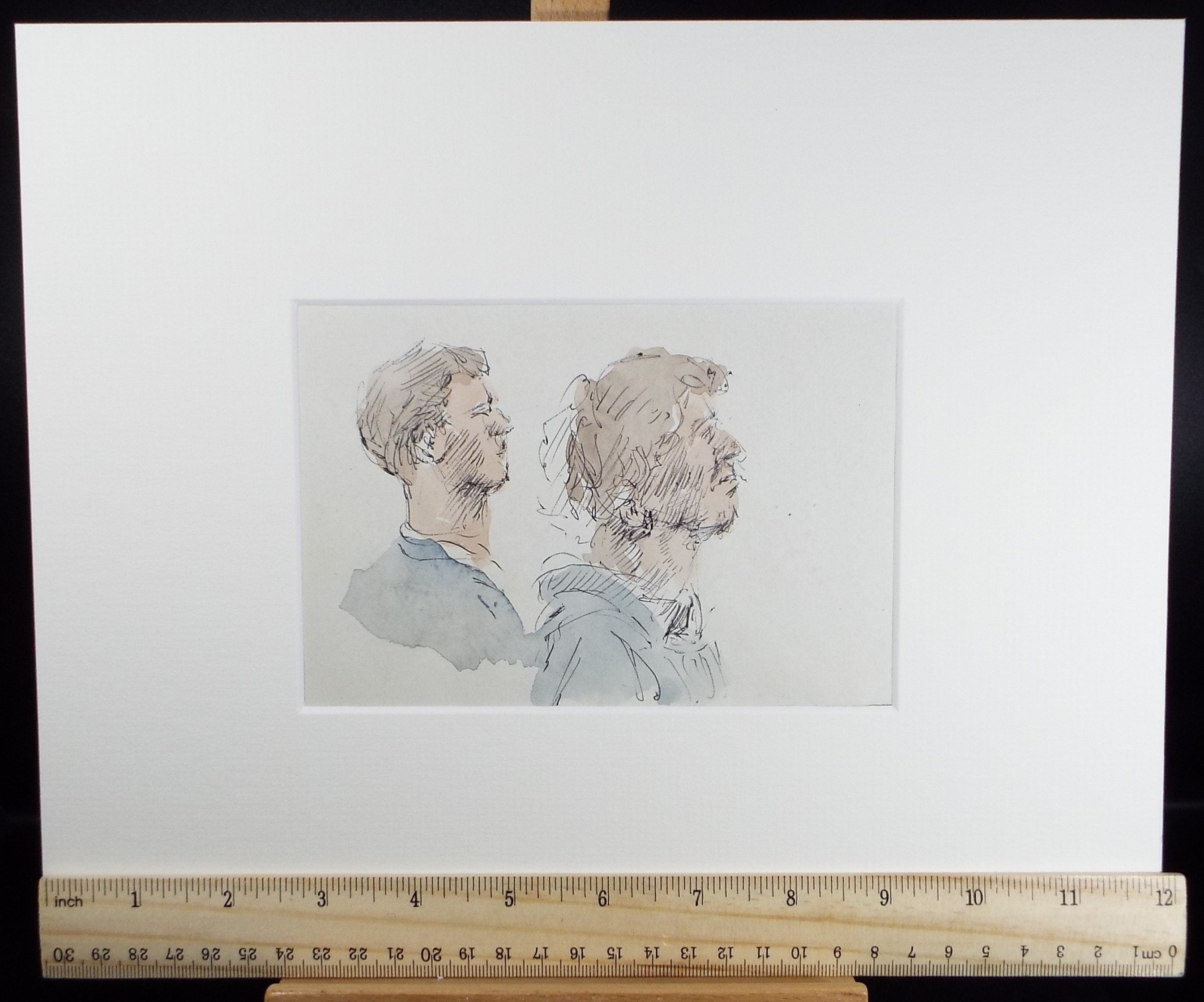 Original Watercolour drawing, 'Head Studies', Hugh McKenzie (1909-2005), Mid 20th Century