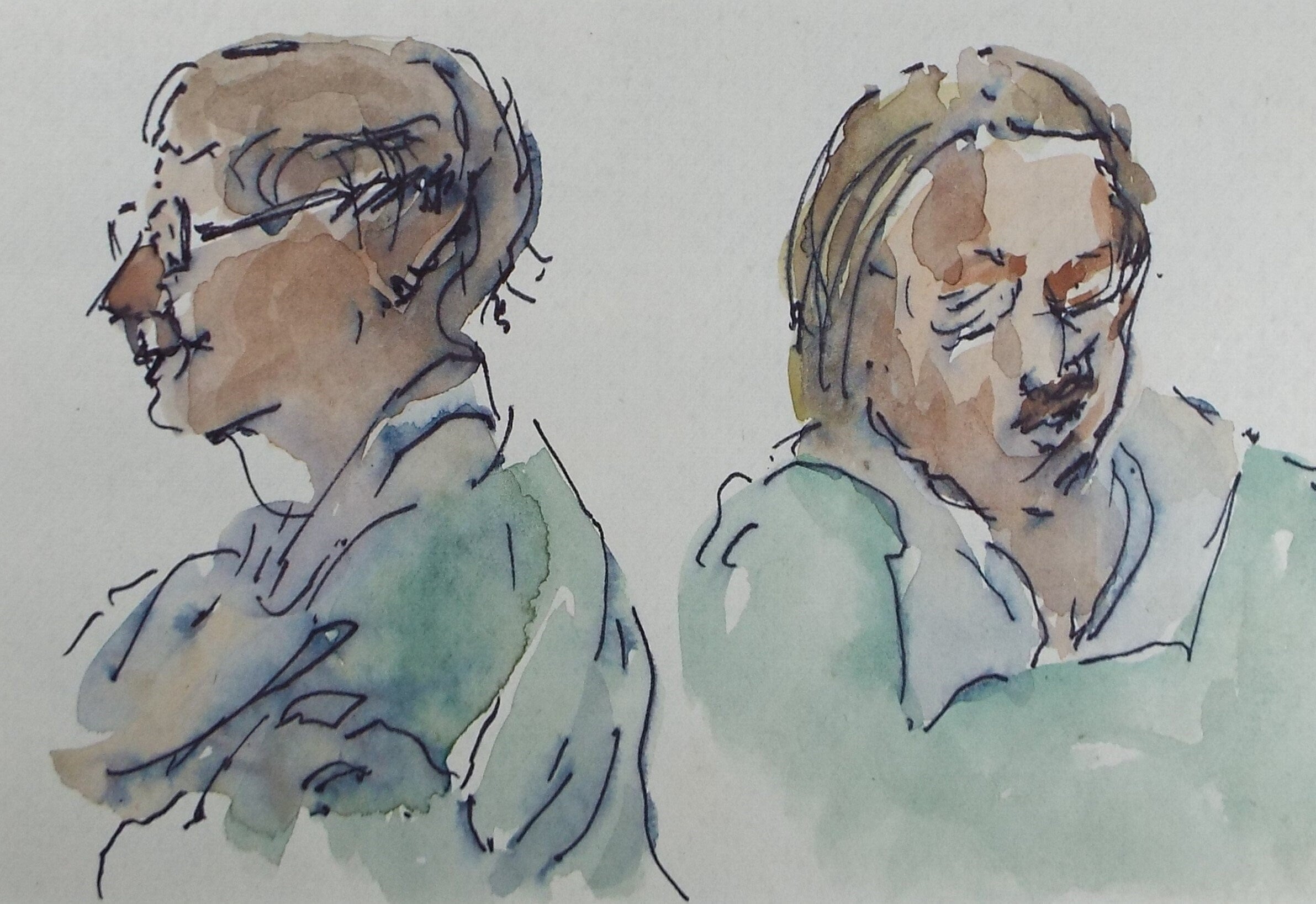 Original Watercolour drawing, 'Head Studies', Hugh McKenzie (1909-2005), Mid 20th Century