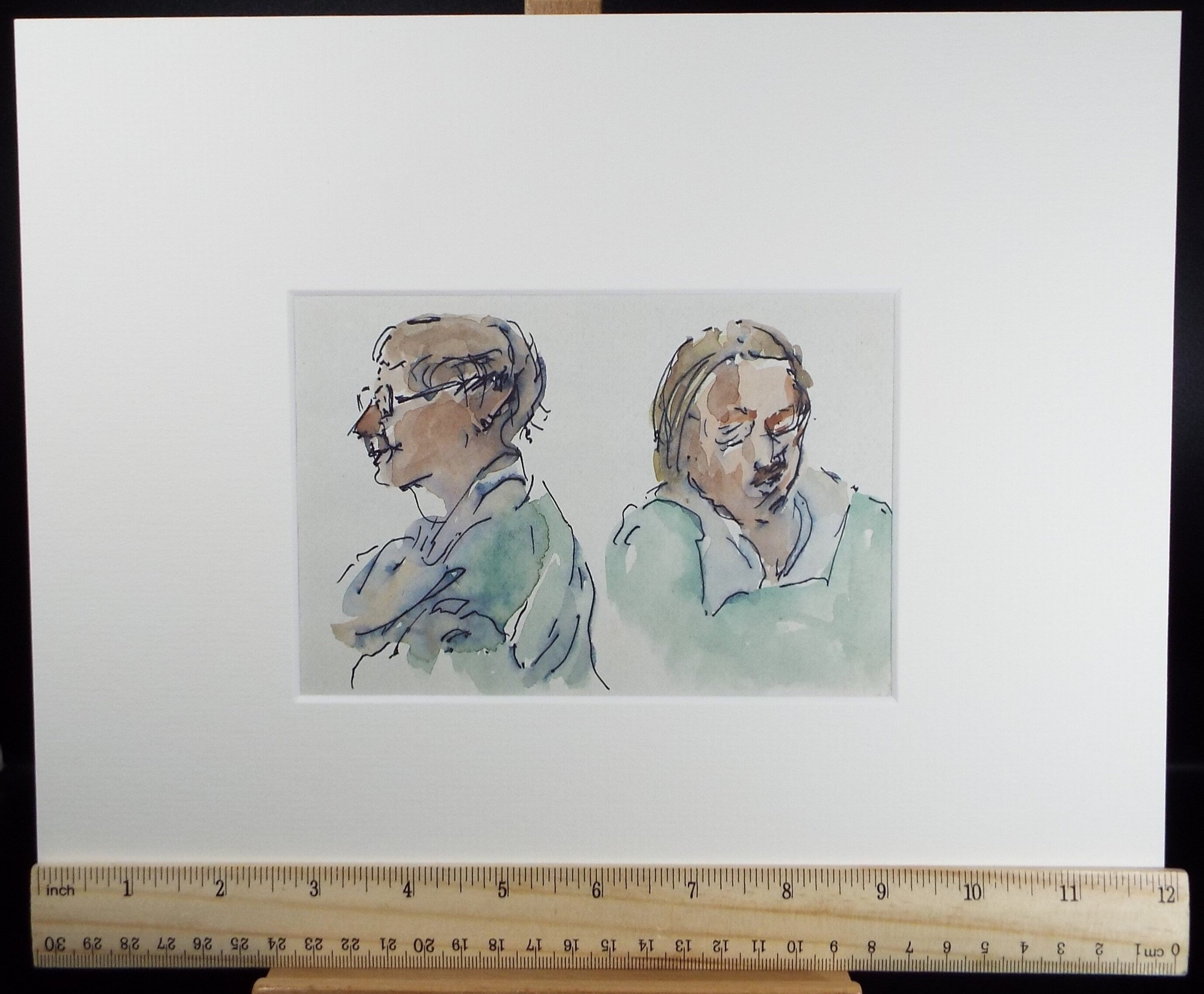 Original Watercolour drawing, 'Head Studies', Hugh McKenzie (1909-2005), Mid 20th Century