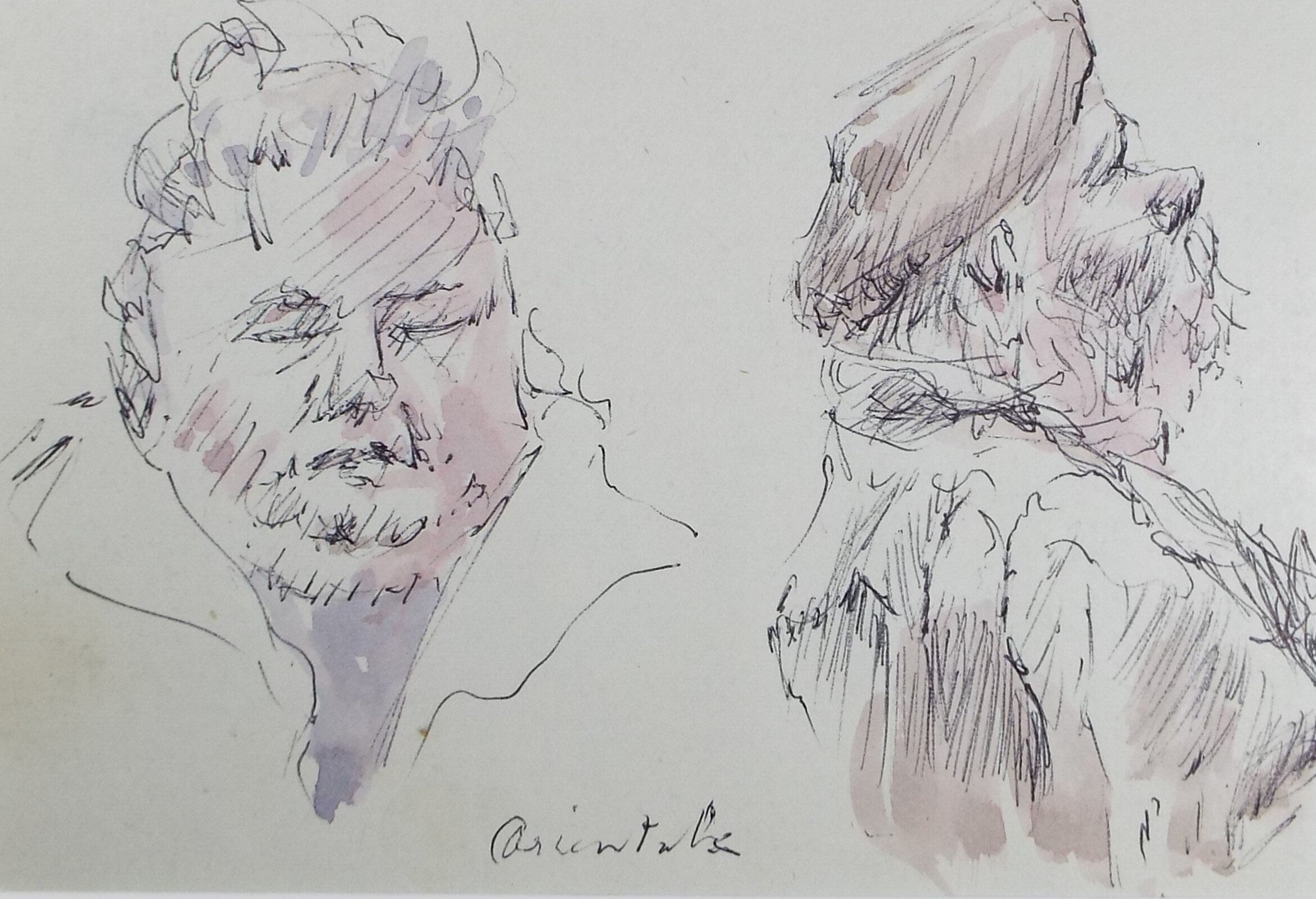Original Watercolour drawing, 'Head Studies', Hugh McKenzie (1909-2005), Mid 20th Century