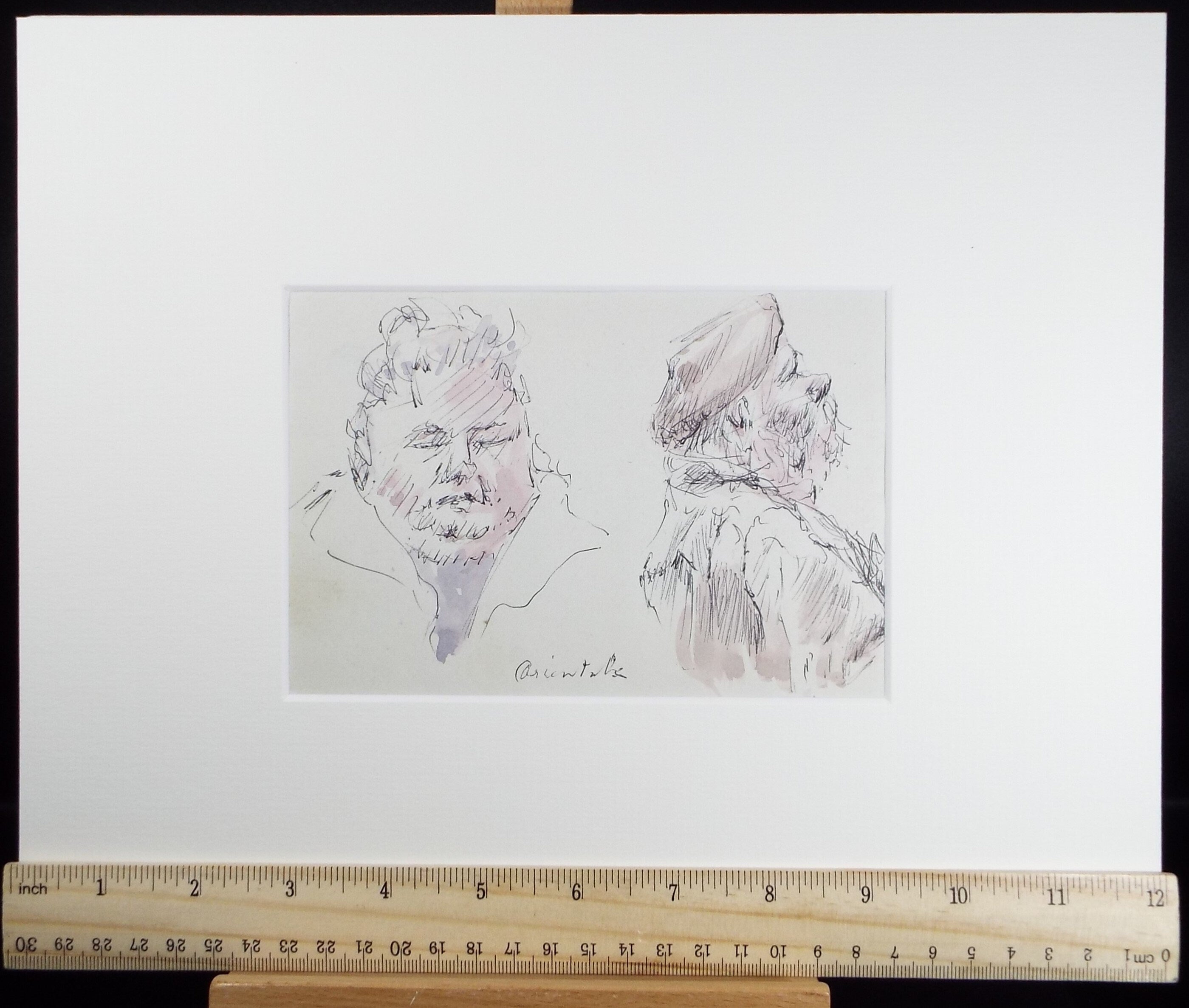 Original Watercolour drawing, 'Head Studies', Hugh McKenzie (1909-2005), Mid 20th Century