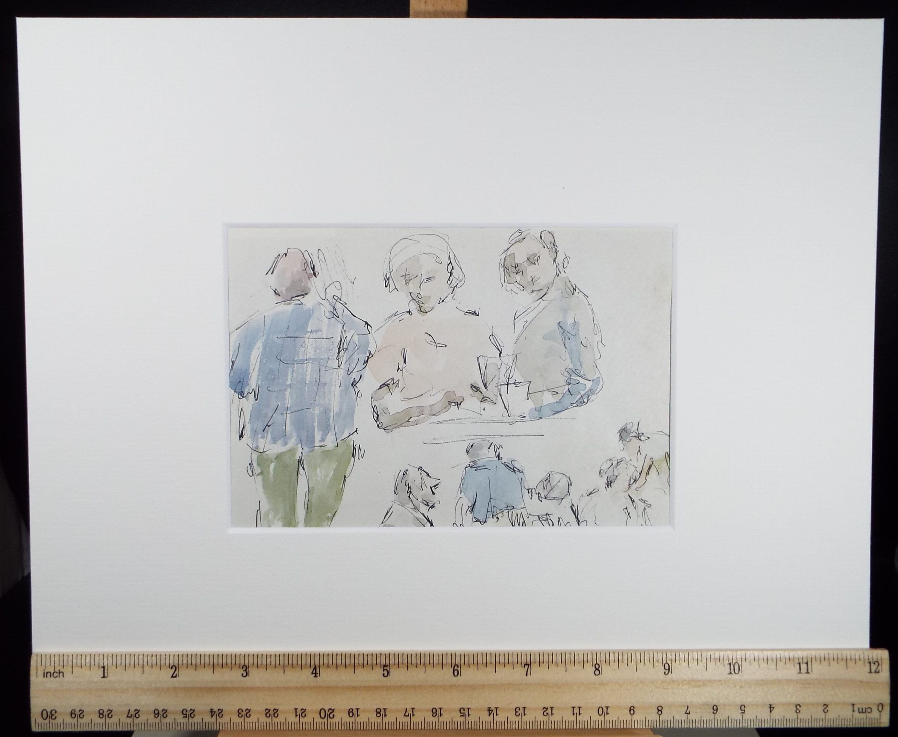 Original Watercolour drawing, 'Group of Figures', Hugh McKenzie (1909-2005), Mid 20th Century