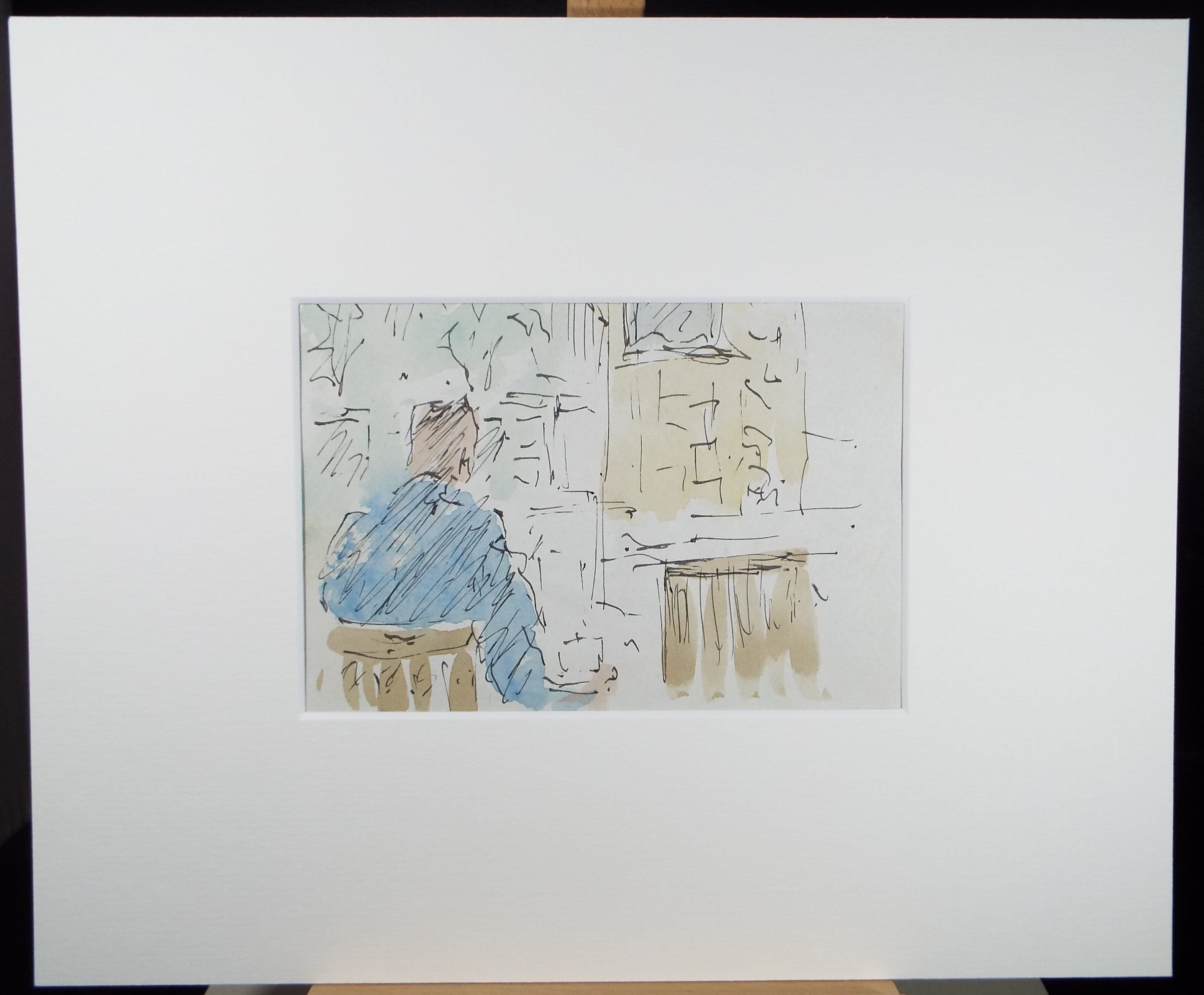 Original Watercolour drawing, 'Figure in a Chair', Hugh McKenzie (1909-2005), Mid 20th Century