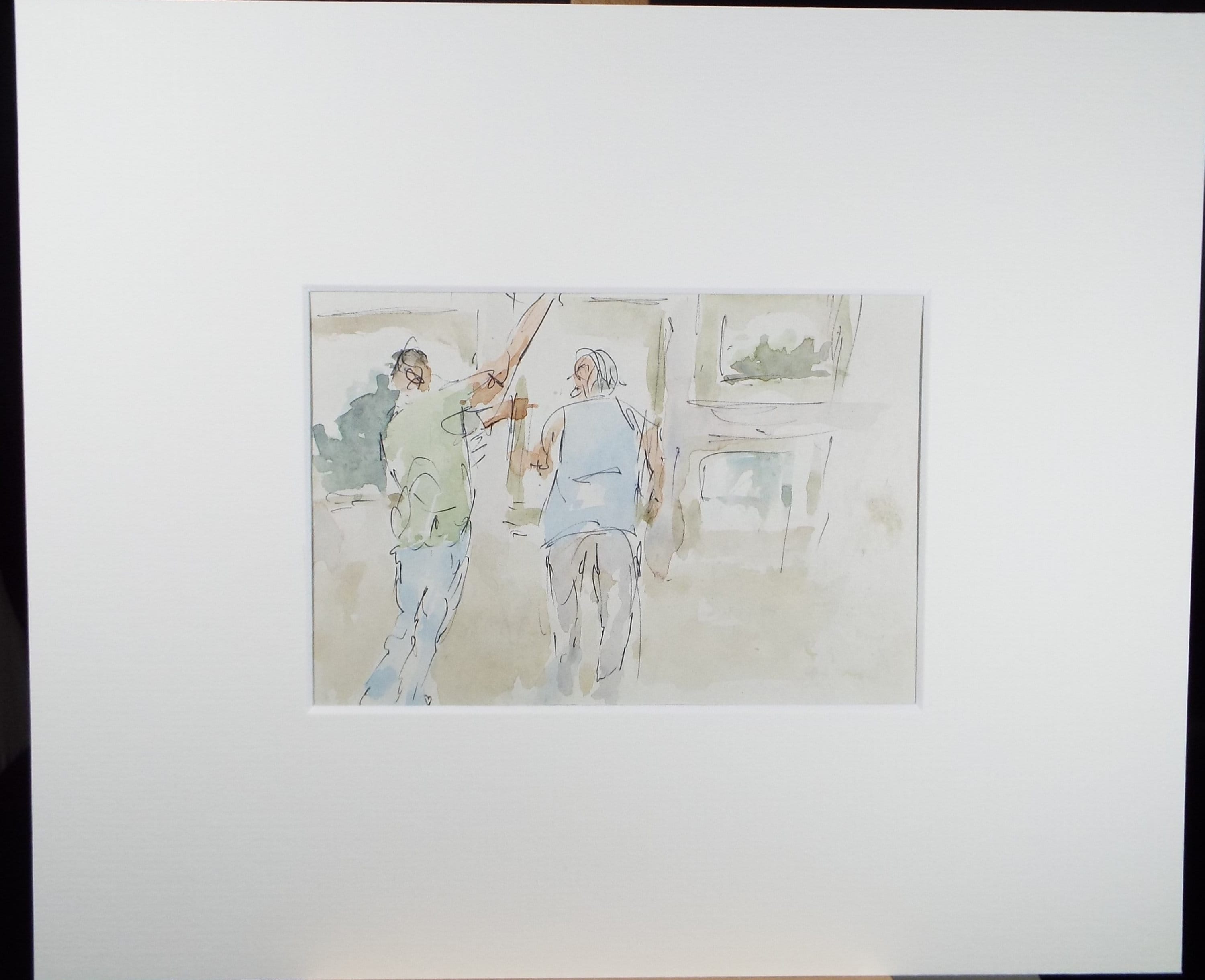 Original Watercolour drawing, 'Two Figures', Hugh McKenzie (1909-2005), Mid 20th Century