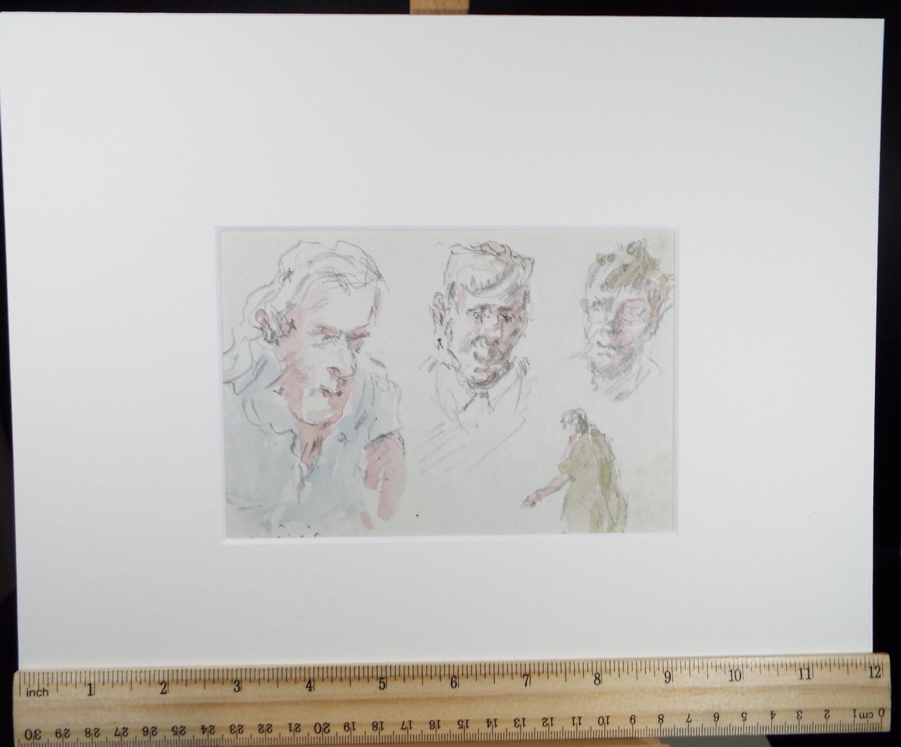 Original Watercolour drawing, 'Head Studies', Hugh McKenzie (1909-2005), Mid 20th Century