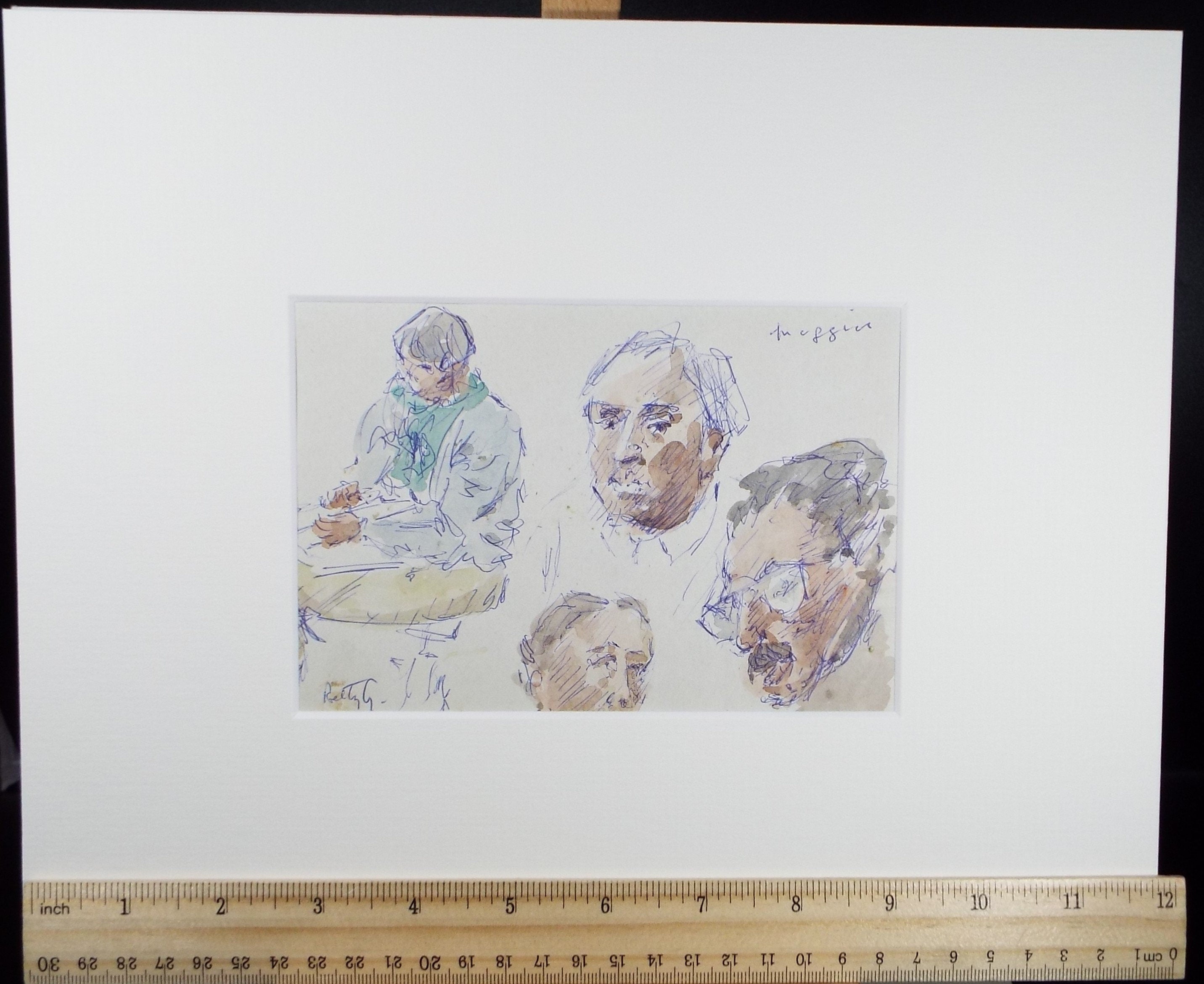 Original Watercolour drawing, 'Head Studies', Hugh McKenzie (1909-2005), Mid 20th Century