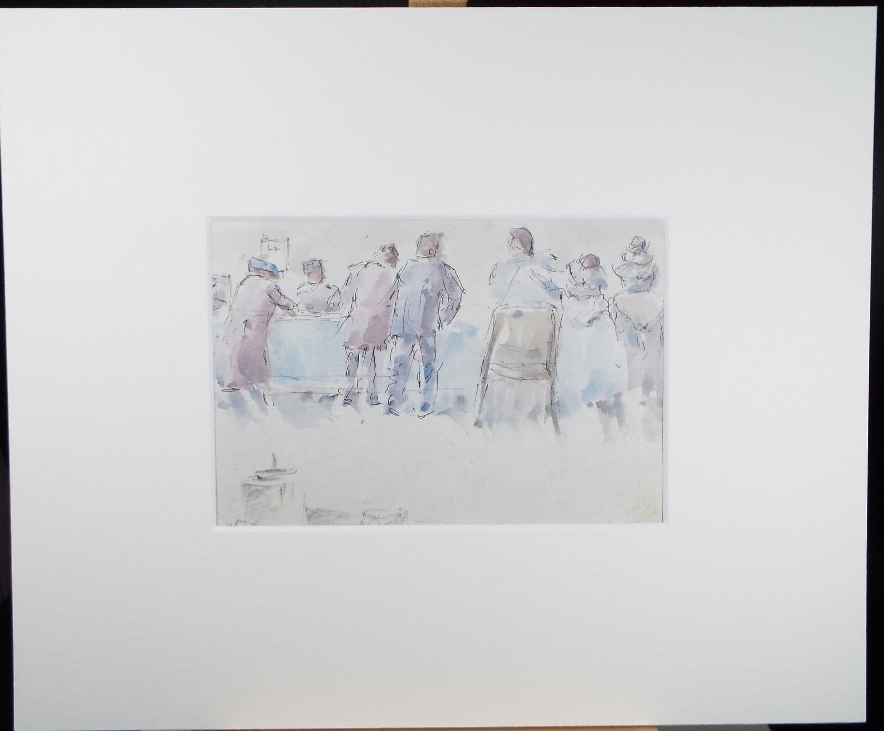 Original Watercolour drawing, 'Figures at the Bar', Hugh McKenzie (1909-2005), Mid 20th Century