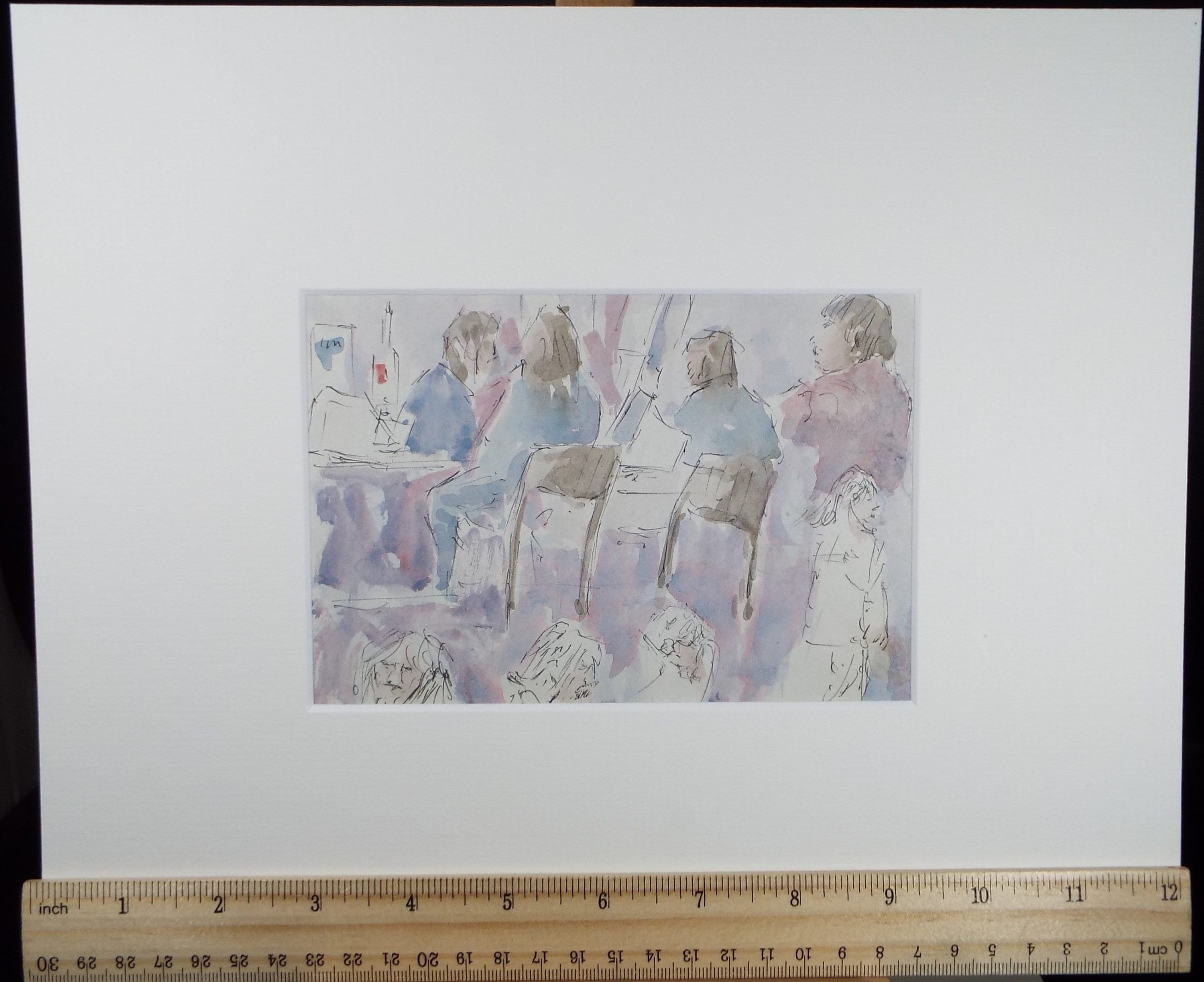 Original Watercolour drawing, 'Figures in the Club', Hugh McKenzie (1909-2005), Mid 20th Century