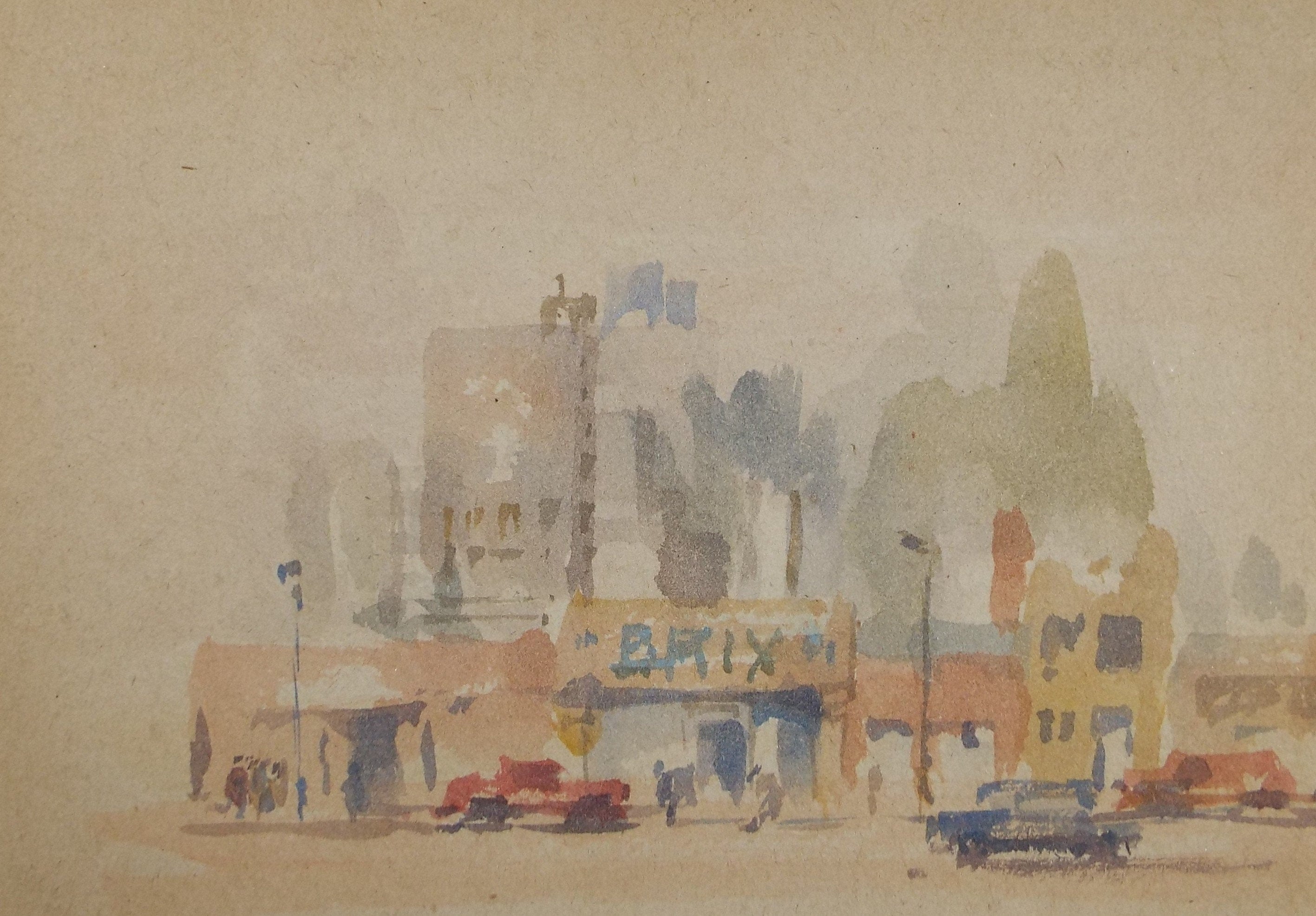 Original Watercolour drawing, 'Streetscape', Hugh McKenzie (1909-2005), Mid 20th Century