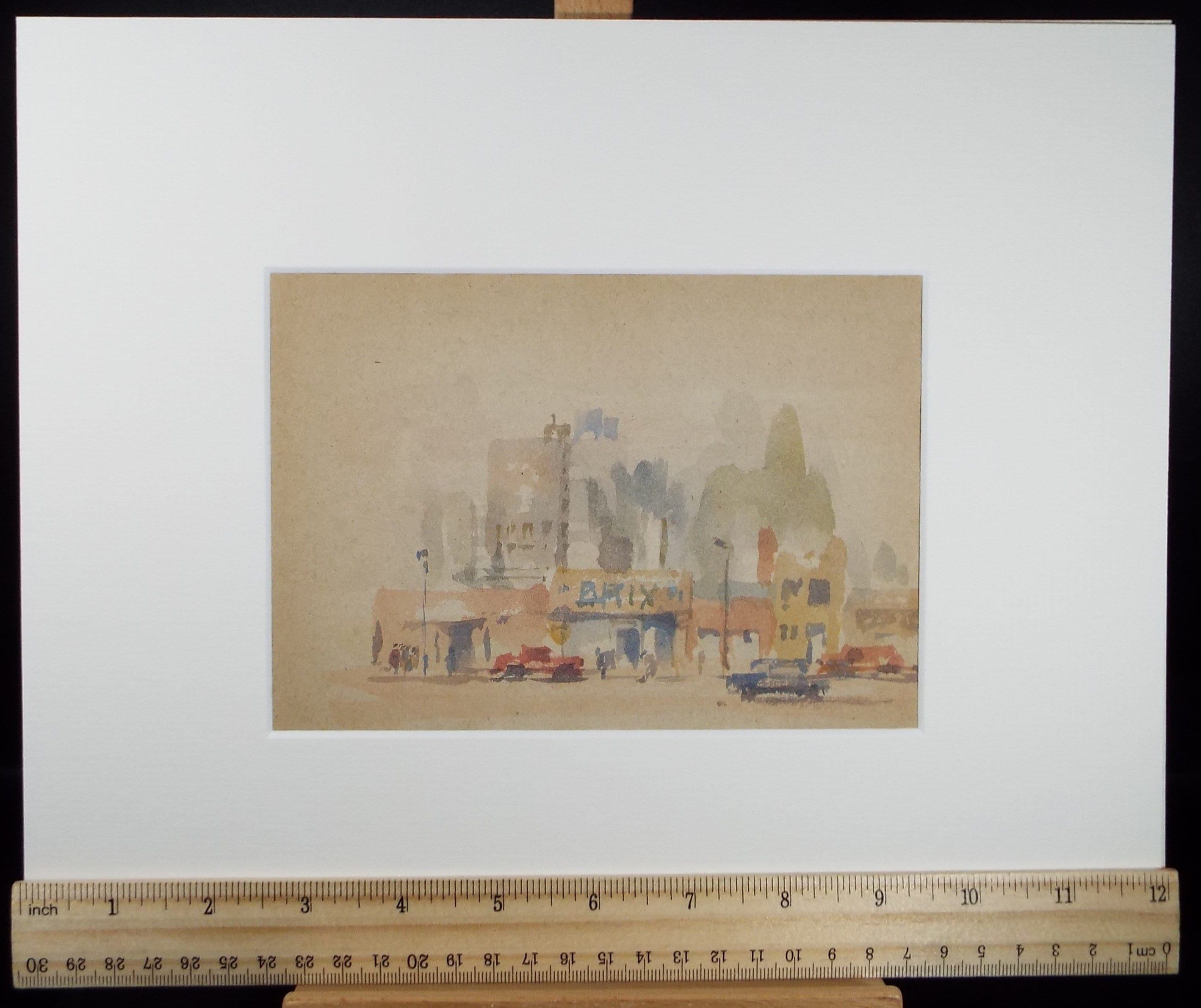 Original Watercolour drawing, 'Streetscape', Hugh McKenzie (1909-2005), Mid 20th Century