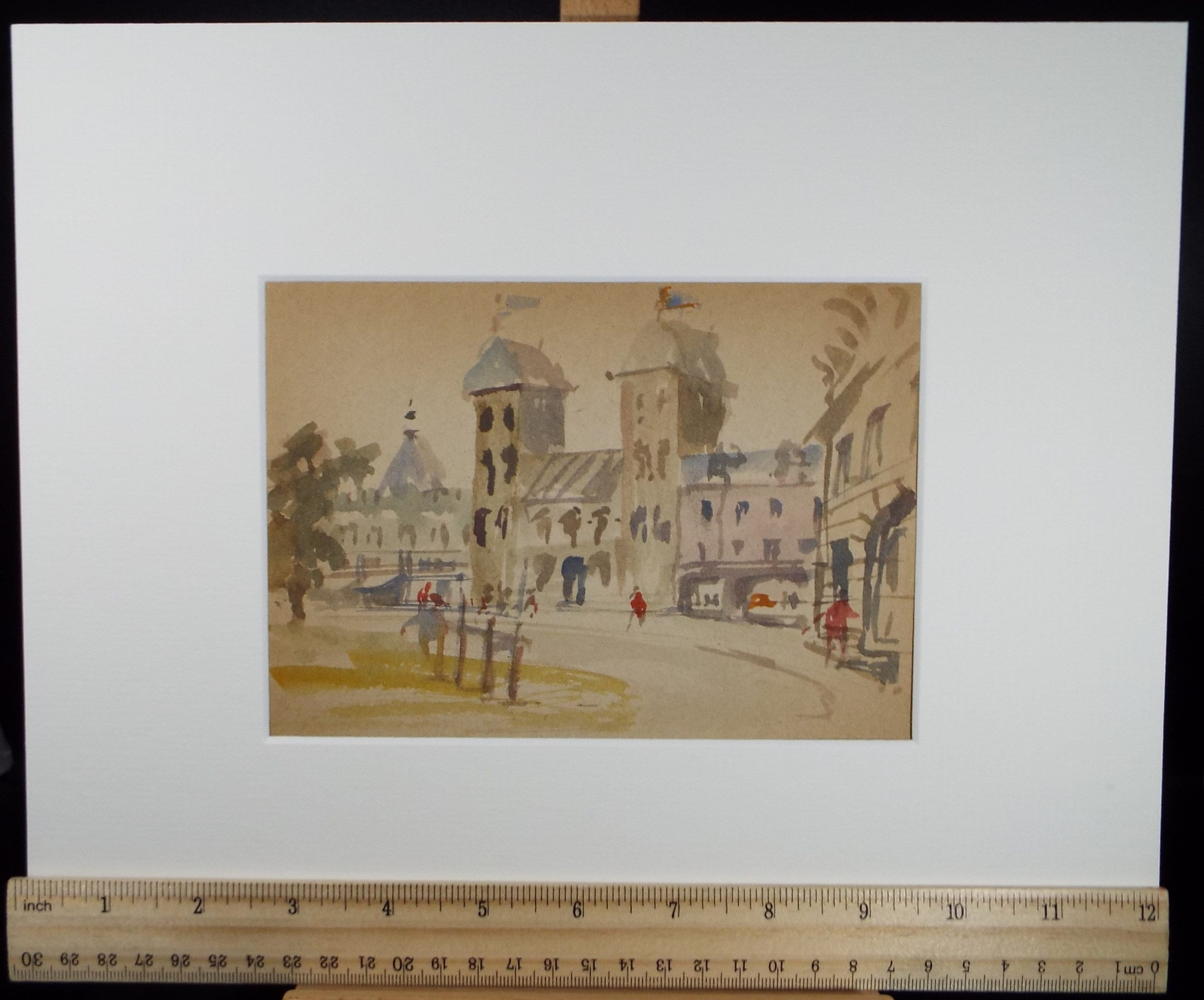 Original Watercolour drawing, 'Streetscape', Hugh McKenzie (1909-2005), Mid 20th Century