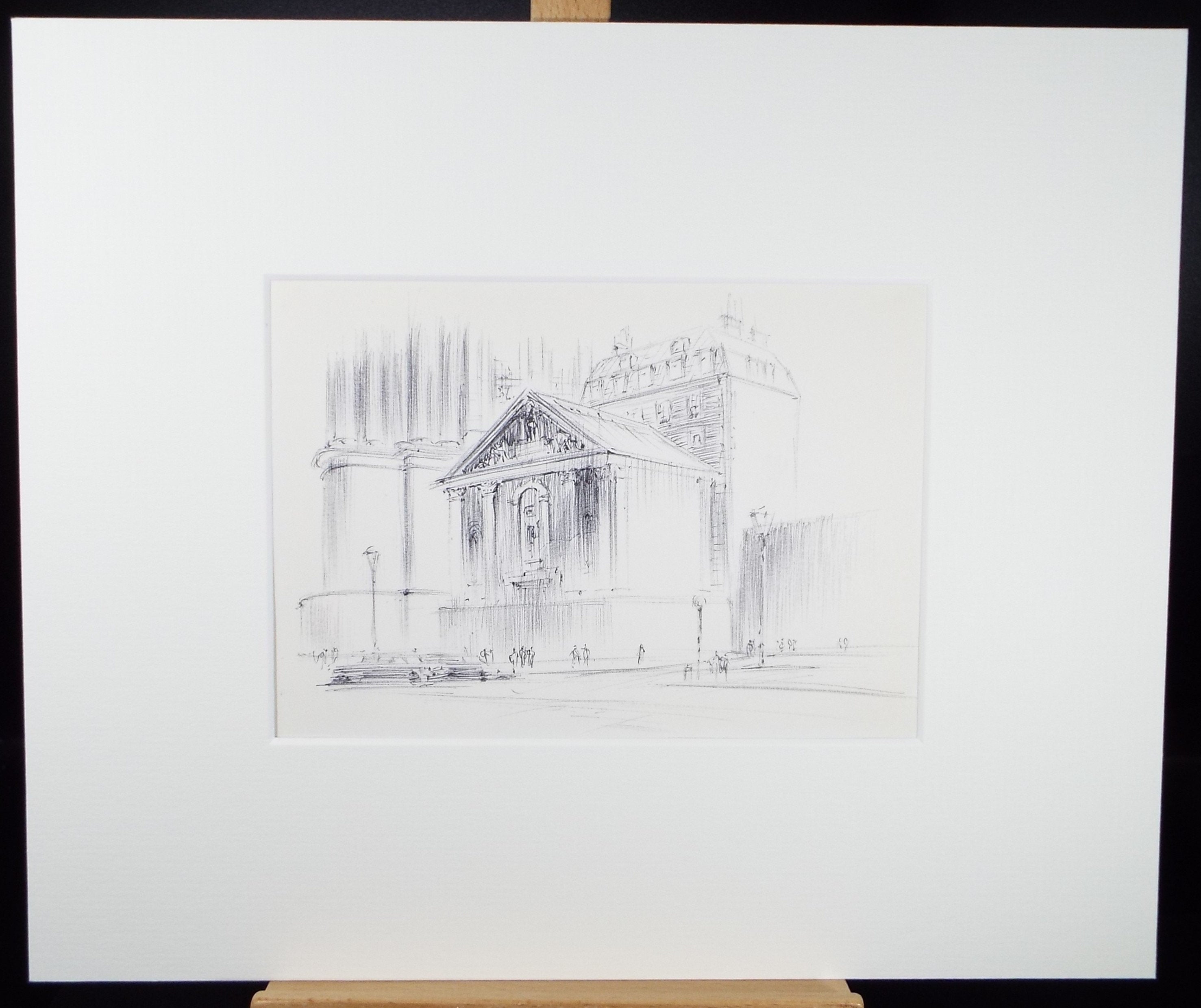 Original Pen & Ink drawing, 'Streetscape', Hugh McKenzie (1909-2005), Mid 20th Century