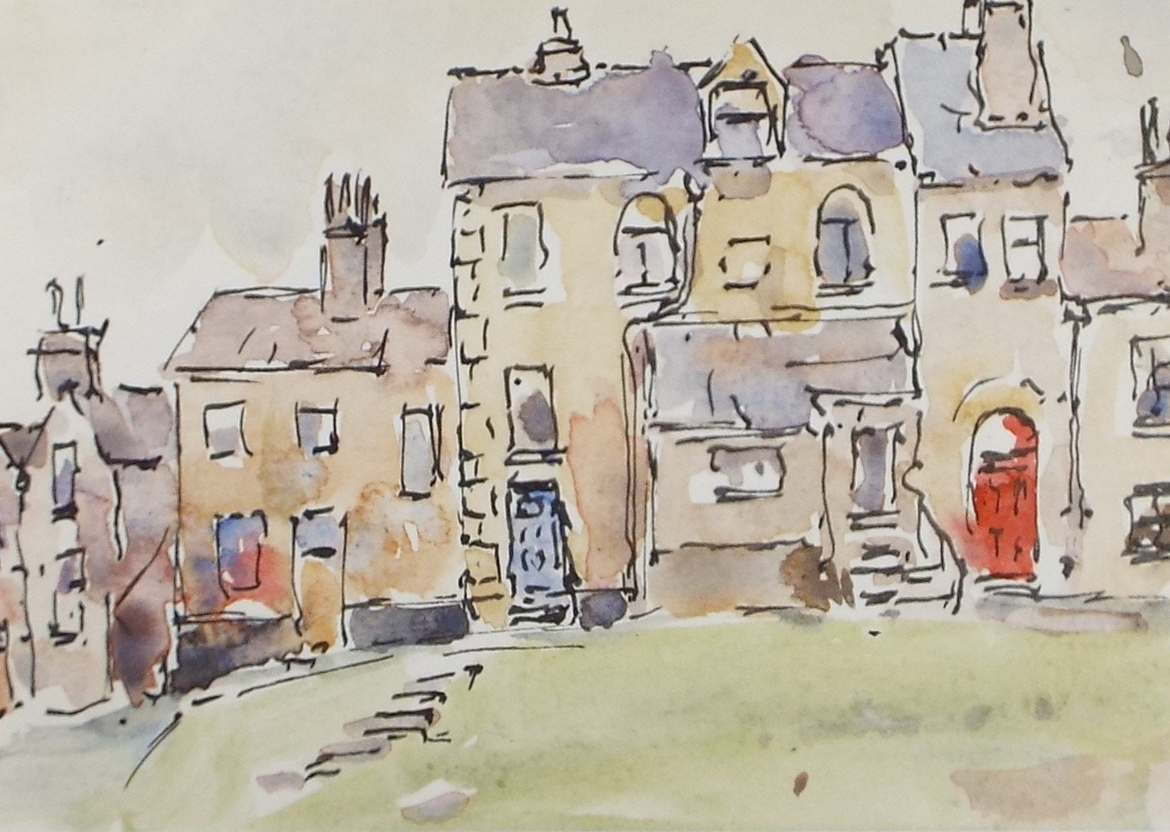 Original Watercolour drawing, 'Terraced Houses', Hugh McKenzie (1909-2005), Mid 20th Century