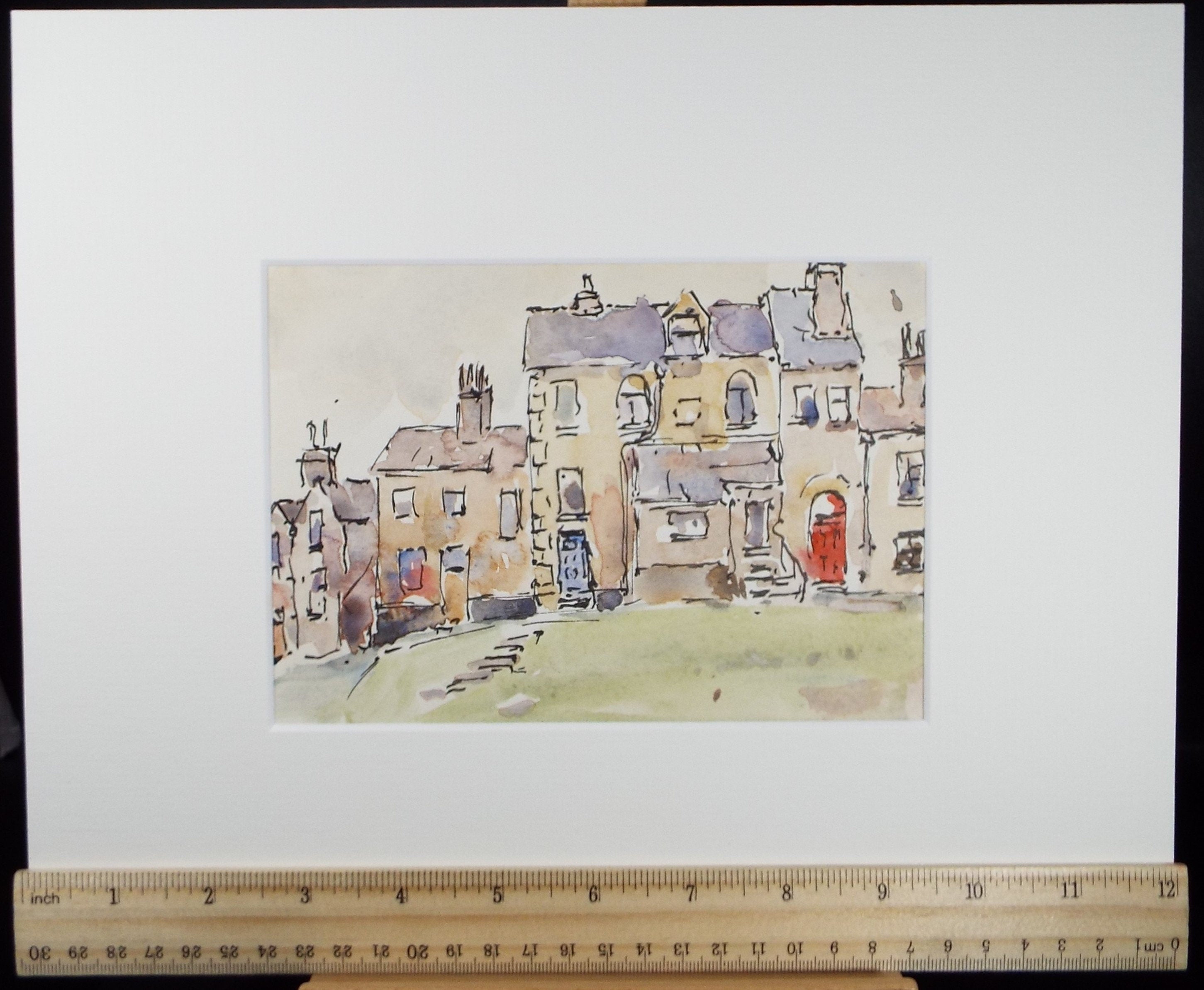 Original Watercolour drawing, 'Terraced Houses', Hugh McKenzie (1909-2005), Mid 20th Century