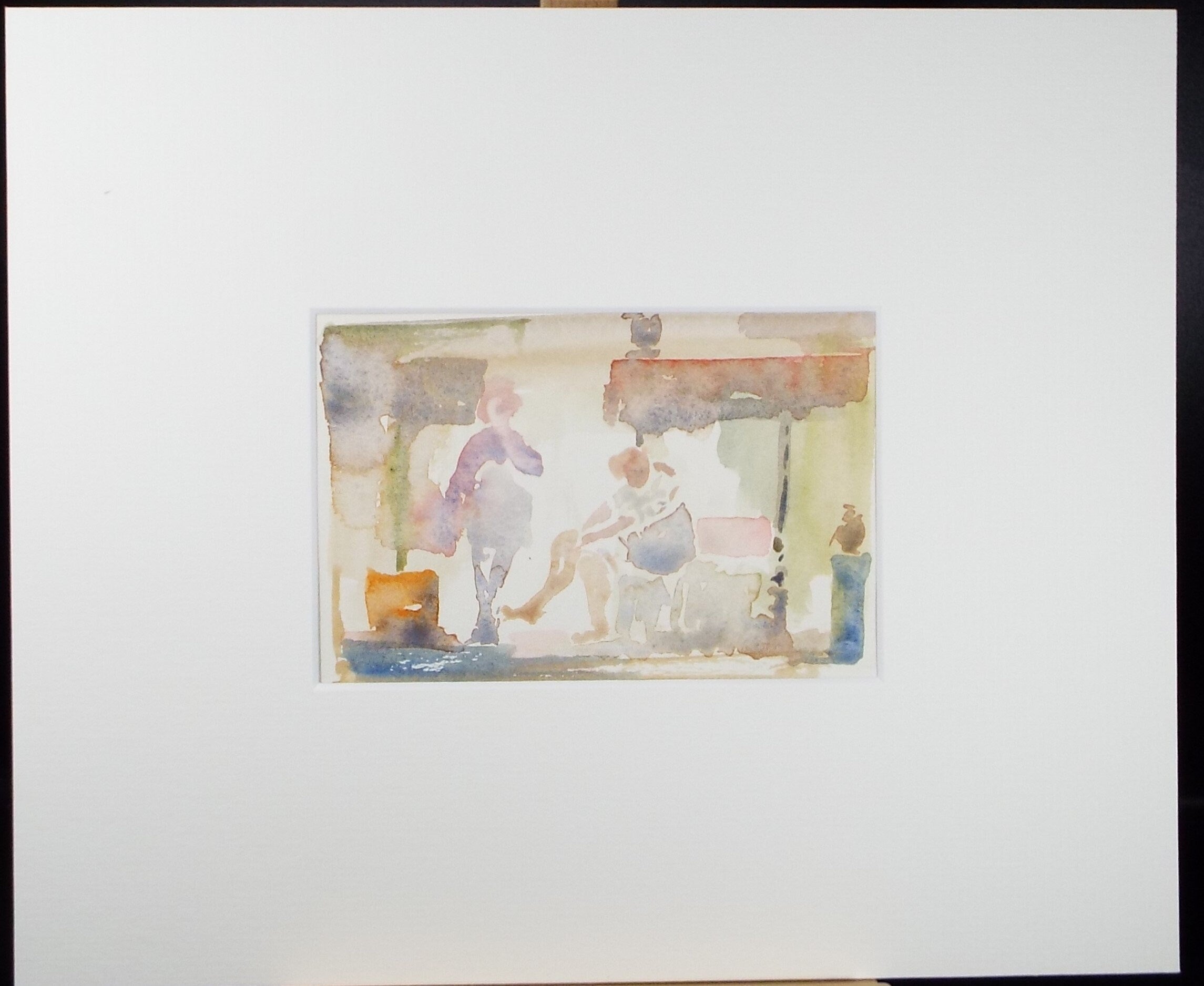 Original Watercolour, 'Figures in an Interior', Hugh McKenzie (1909-2005), Mid 20th Century