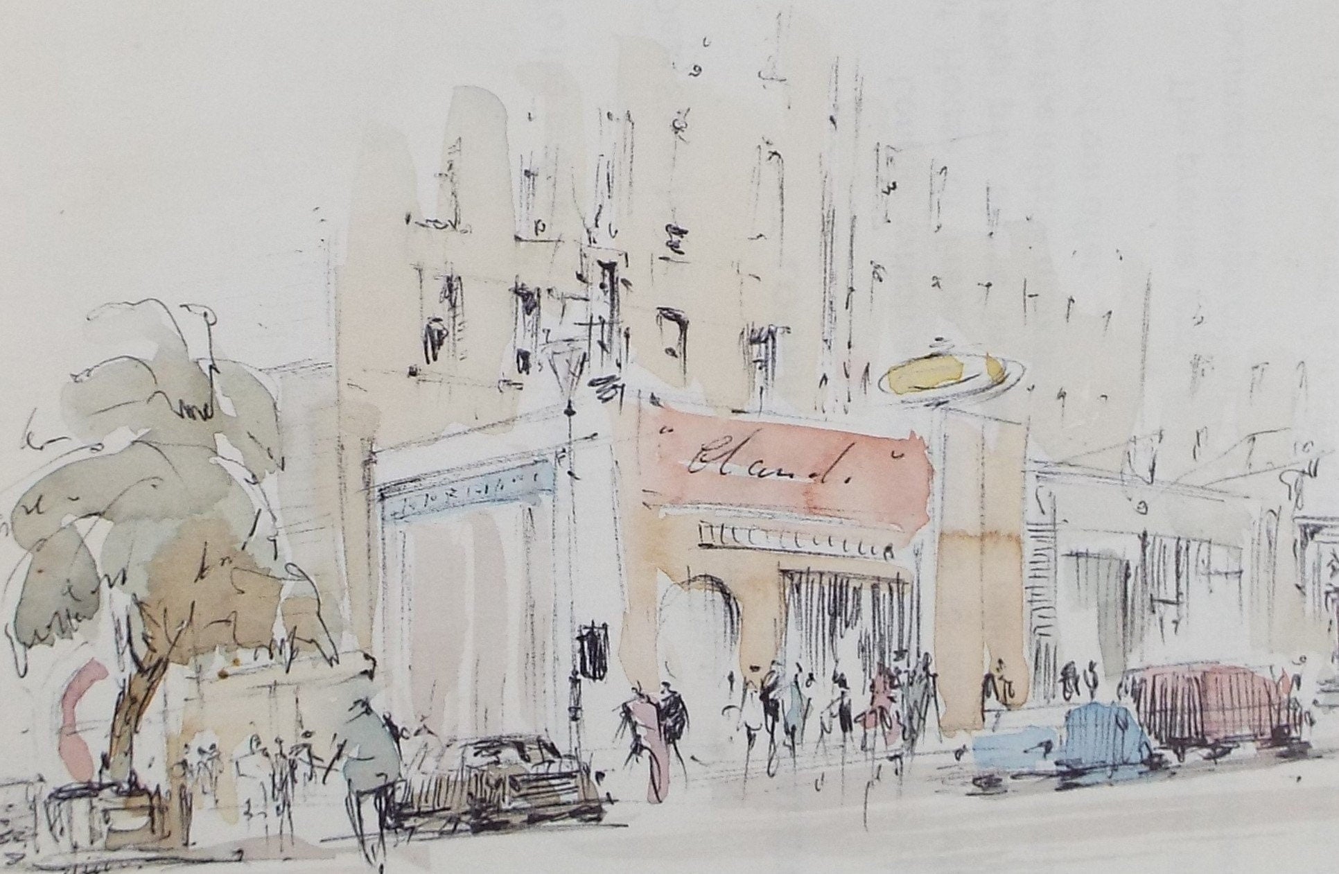 Original Watercolour, 'Streetscene with Figures', Hugh McKenzie (1909-2005), Mid 20th Century