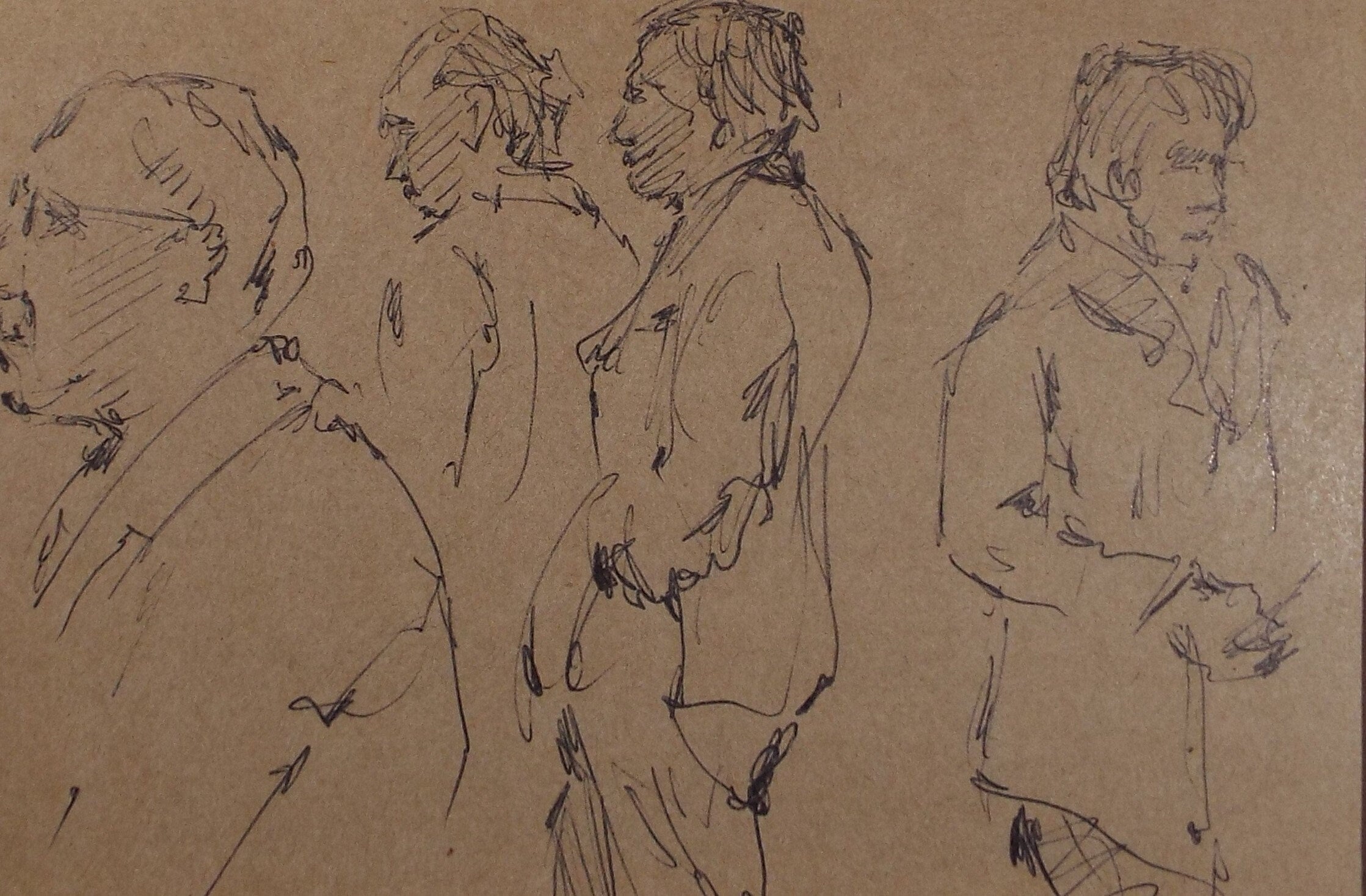 Original Pen & ink drawing, 'Figure Studies', Hugh McKenzie (1909-2005), Mid 20th Century