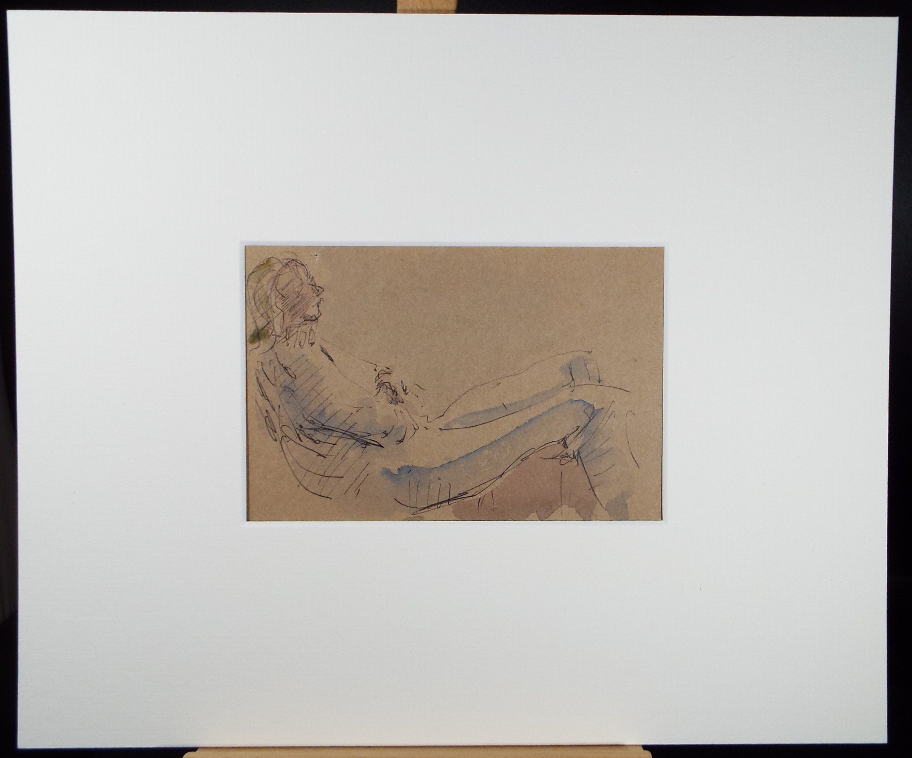 Original Watercolour, 'Reclining Figure', Hugh McKenzie (1909-2005), Mid 20th Century